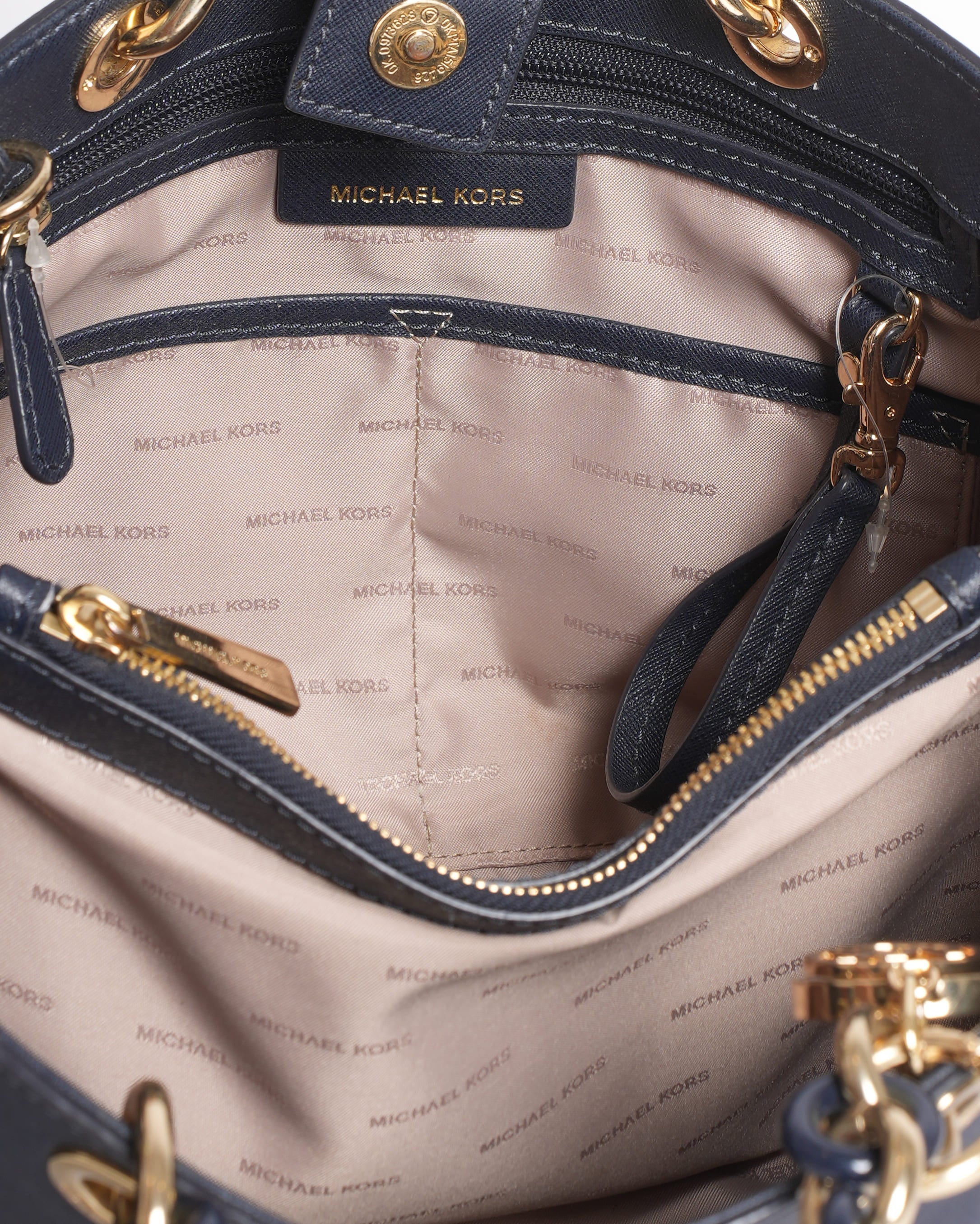 Michael Kors Cynthia Navy Leather Satchel Bag