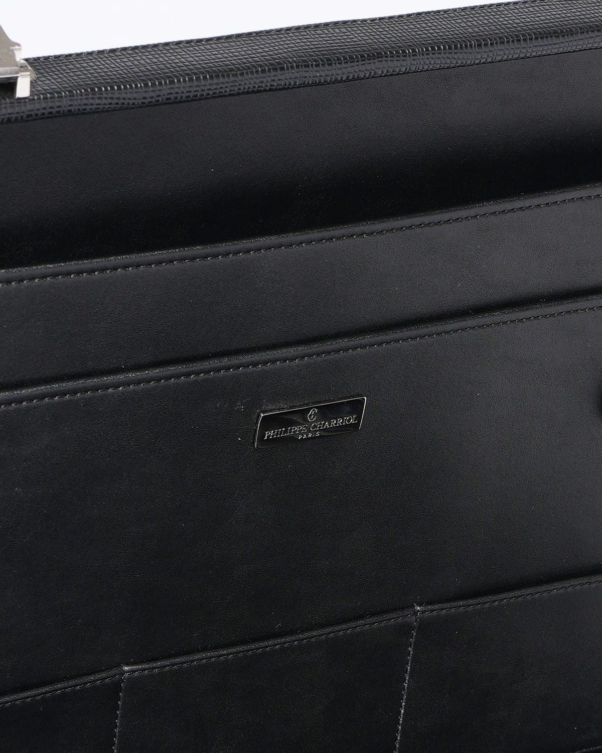 New Philippe Charriol Black Leather Executive Briefcase