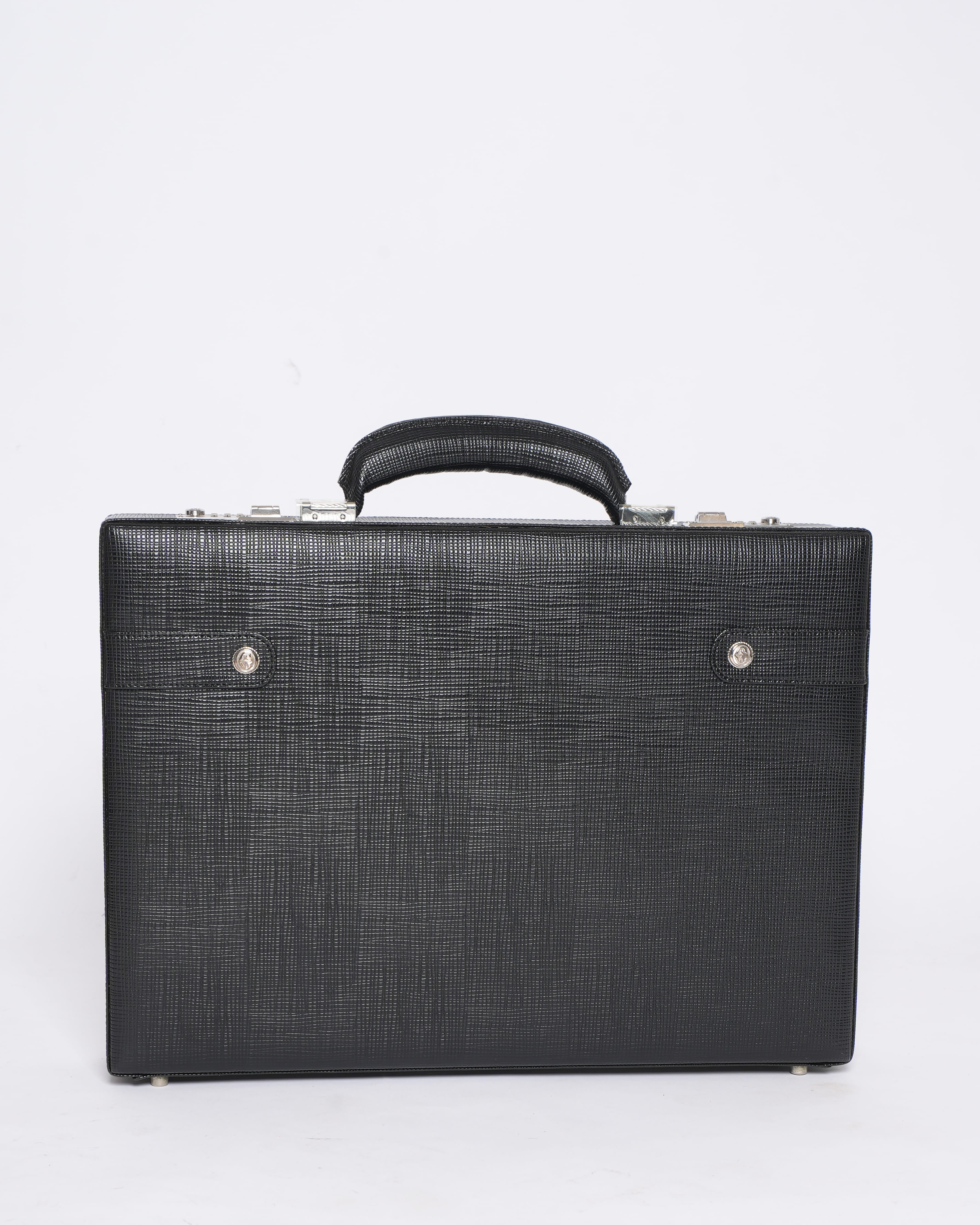 New Philippe Charriol Black Leather Executive Briefcase