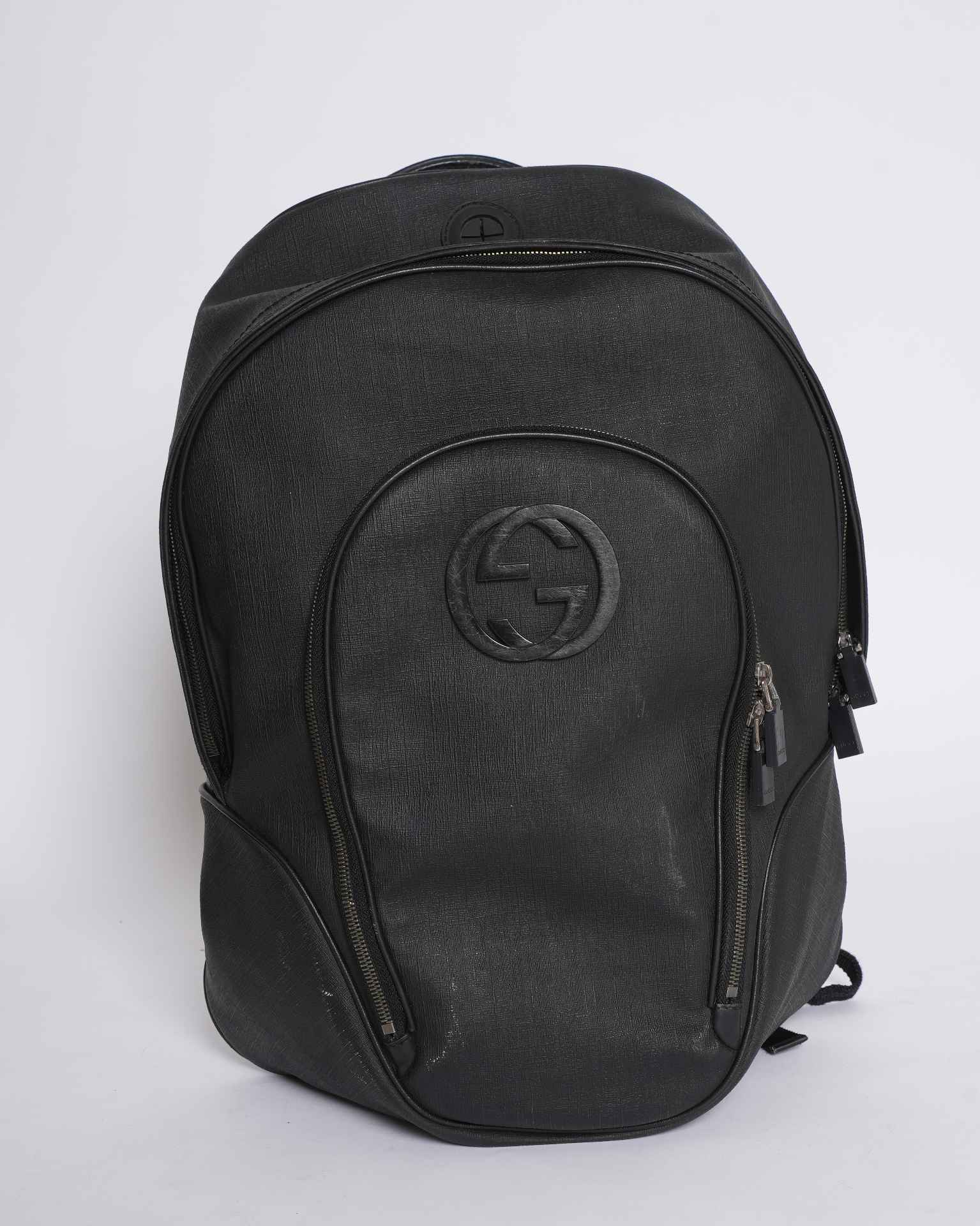 Gucci Black Coated Canvas Backpack Men's