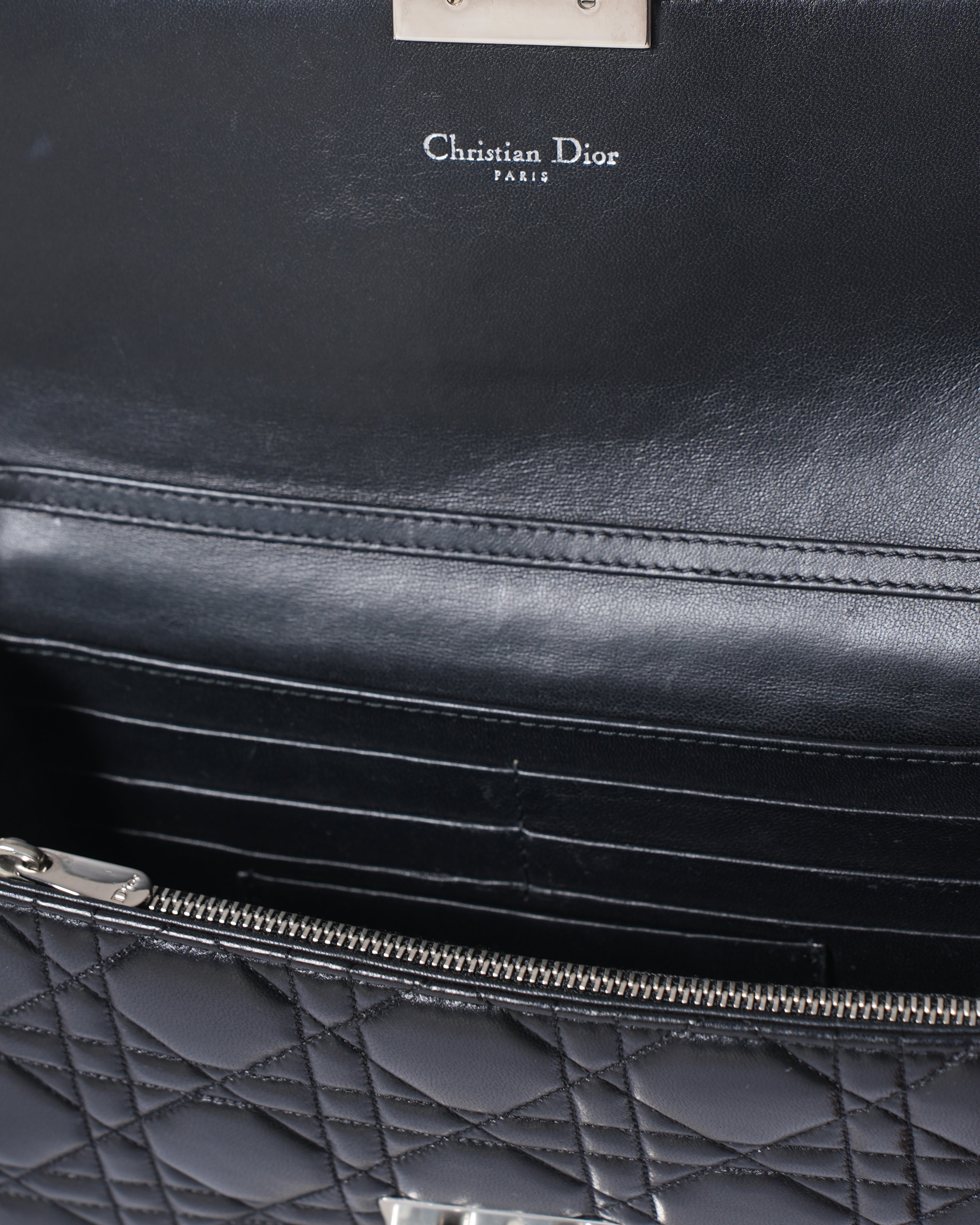 Christian Dior Black Lambskin Cannage Miss Dior Promenade Clutch