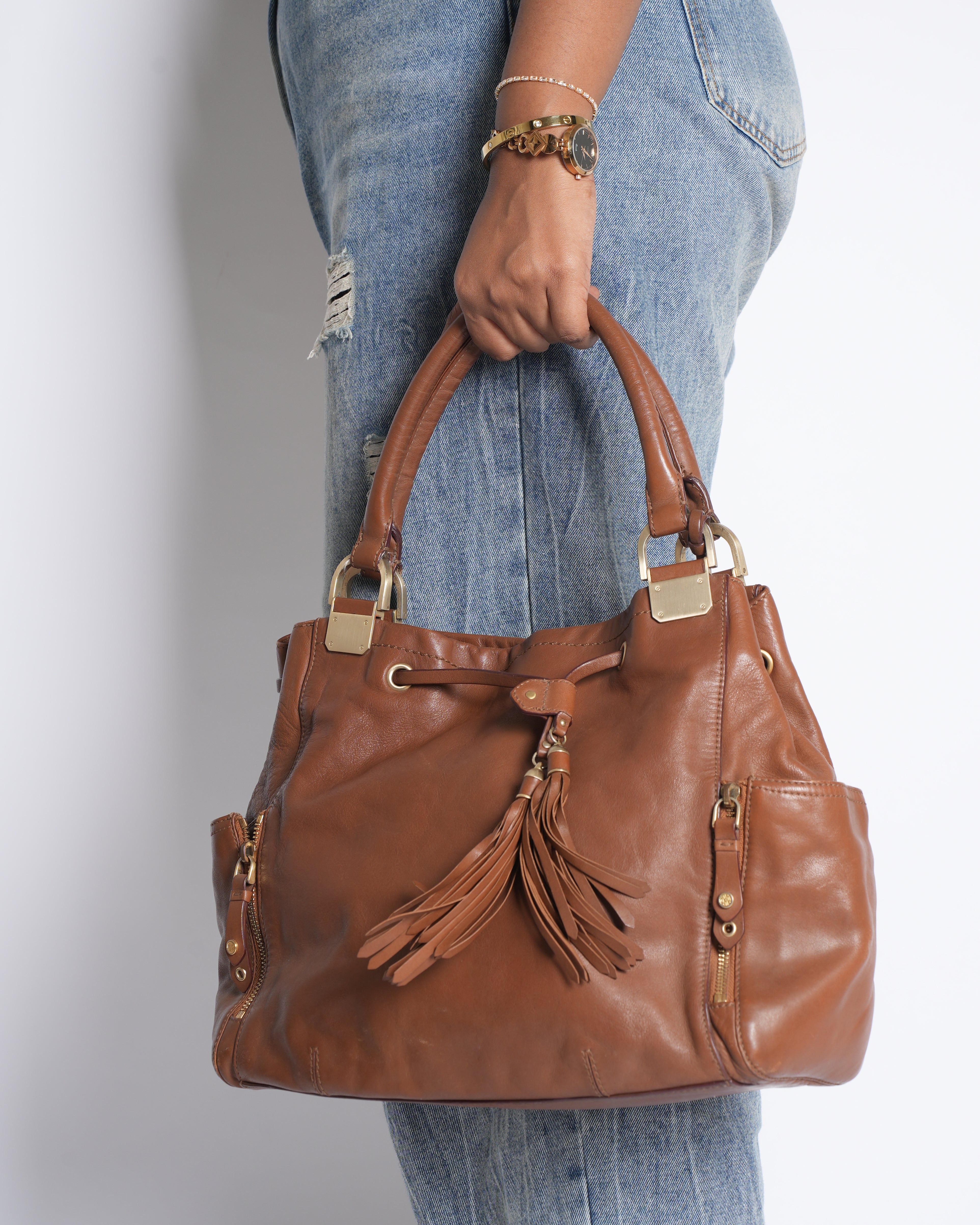 Cole Haan Leather Shoulder Bag In Brown