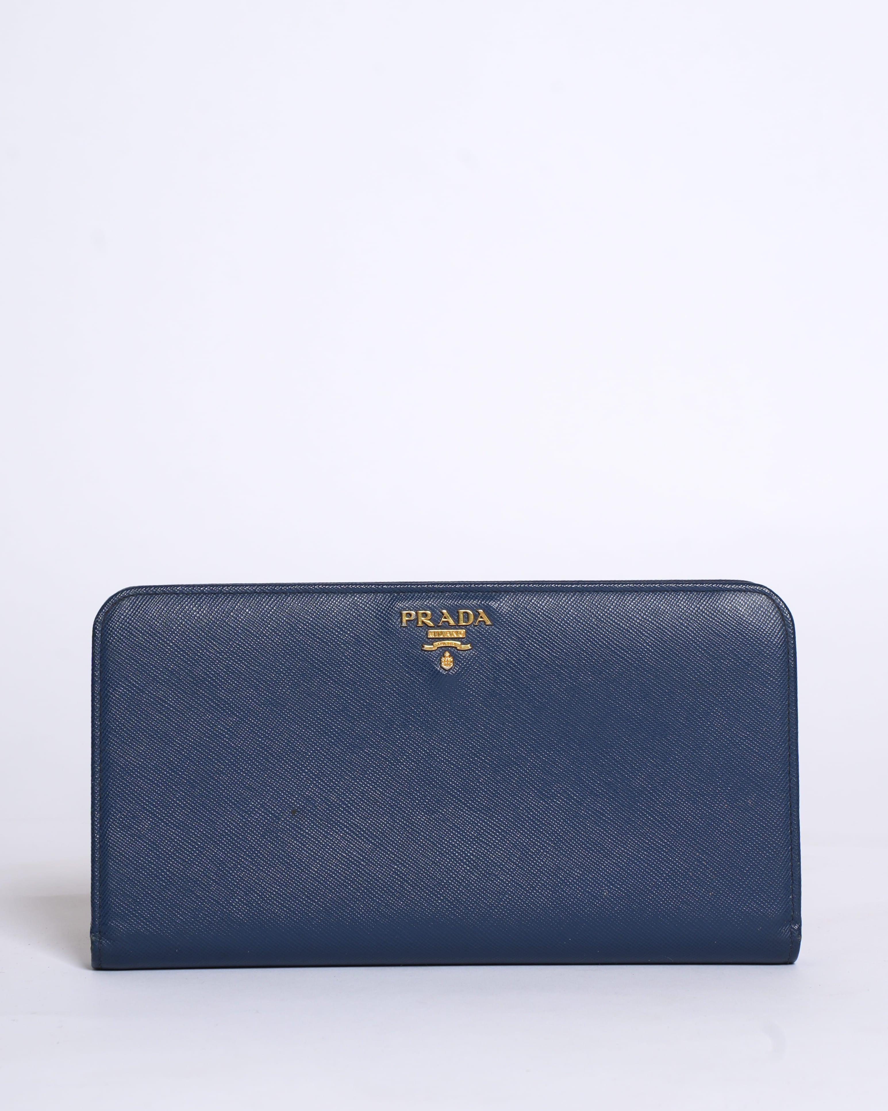 Prada Navy Blue Saffiano Leather Wallet