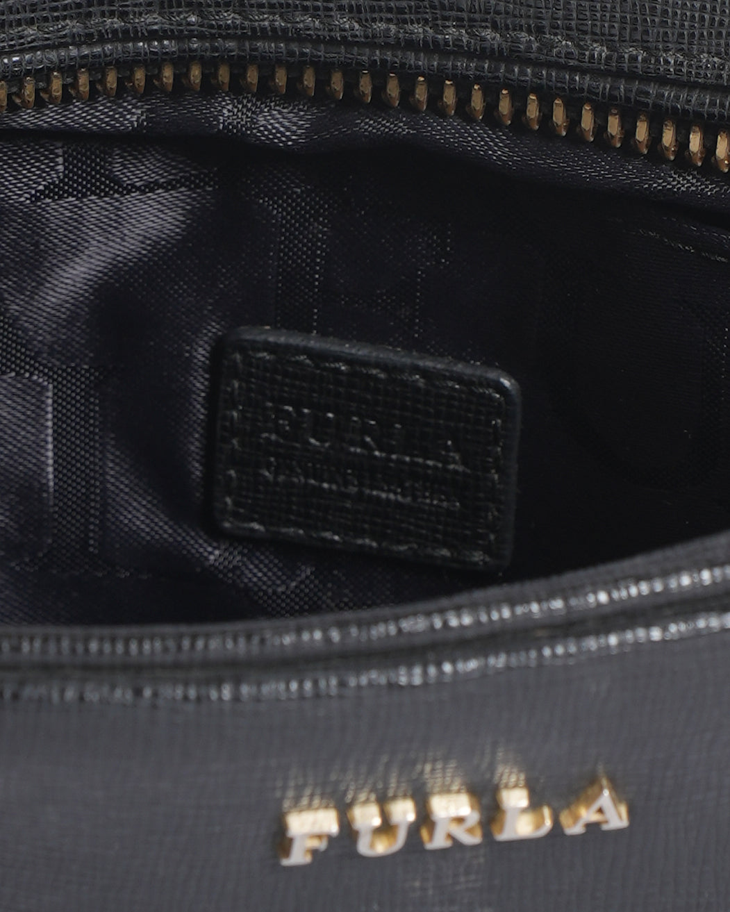 Furla black leather small crossbody bag