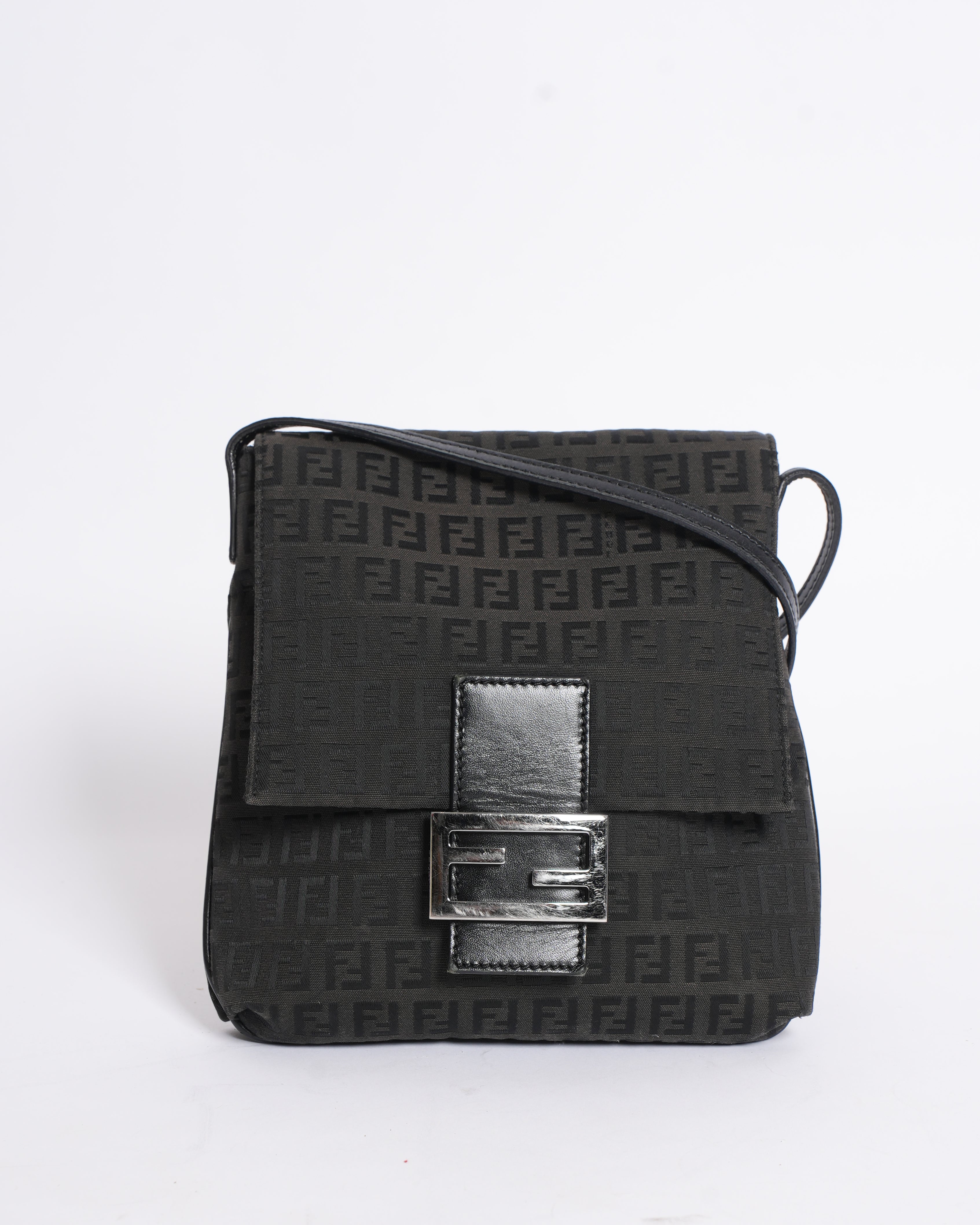 Fendi Zucchino Monogram Crossbody in Black