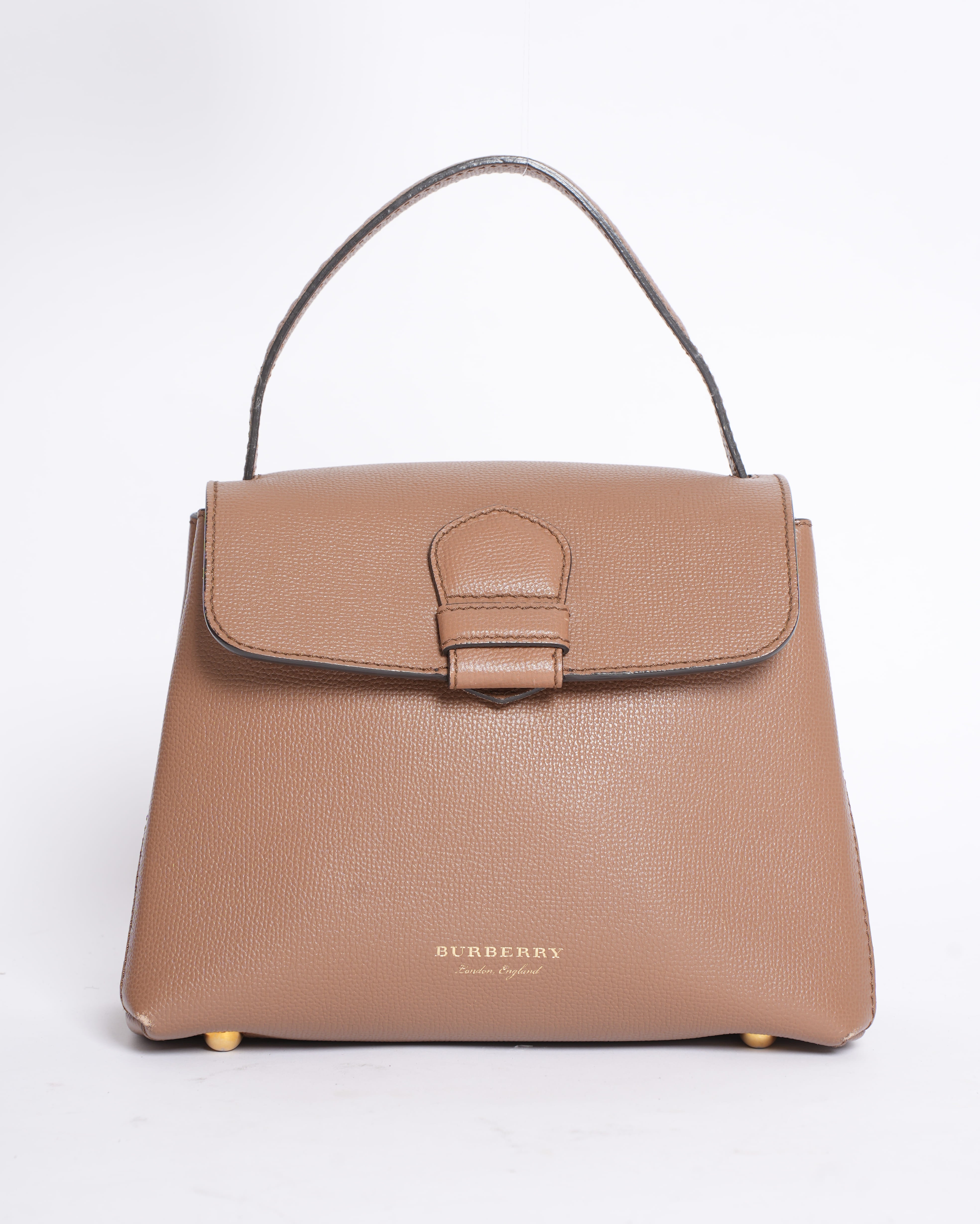 Burberry Camberley Top Handle Bag in Leather and House Check Canvas