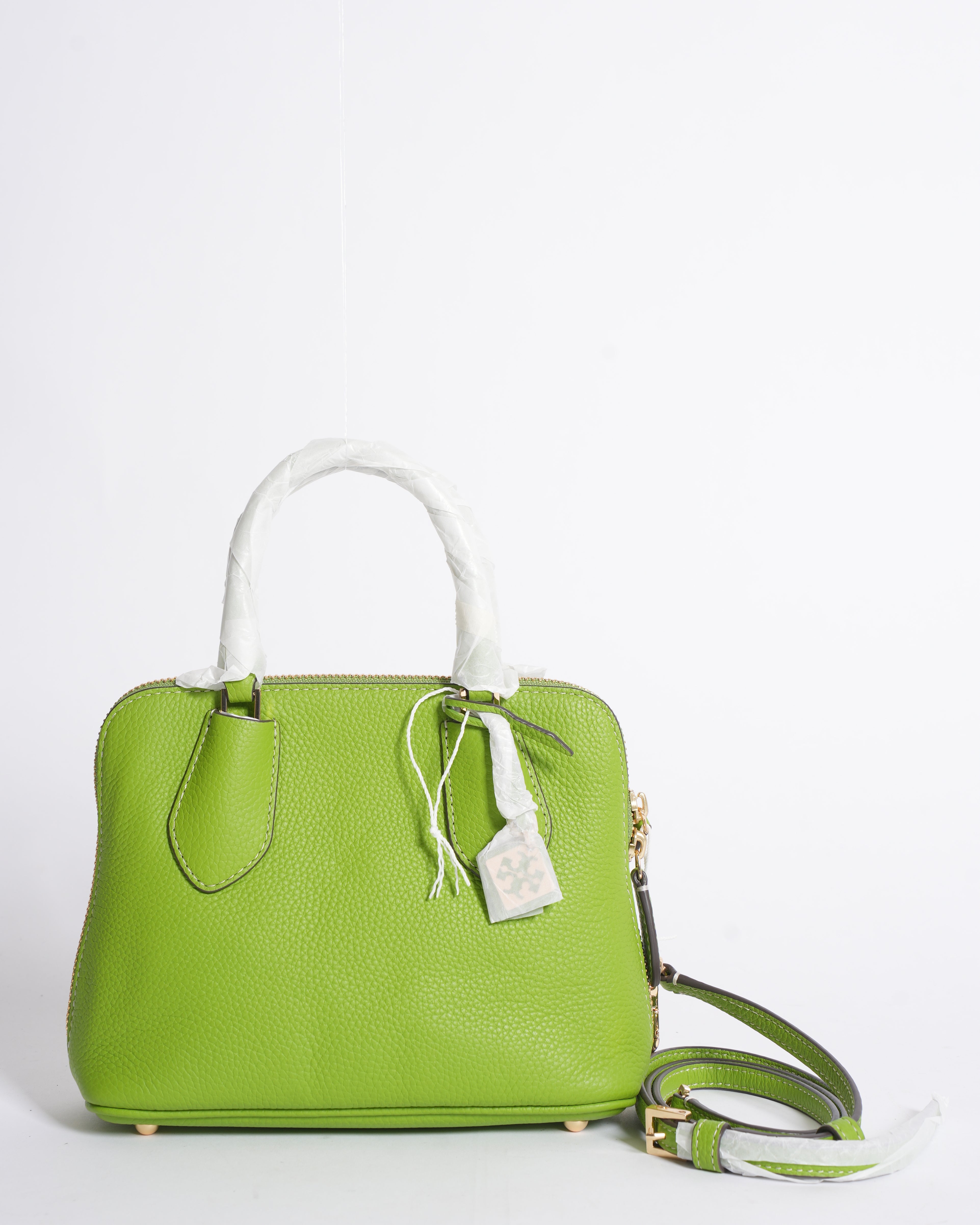 Tory Burch Britten Leather Satchel Bag In Green