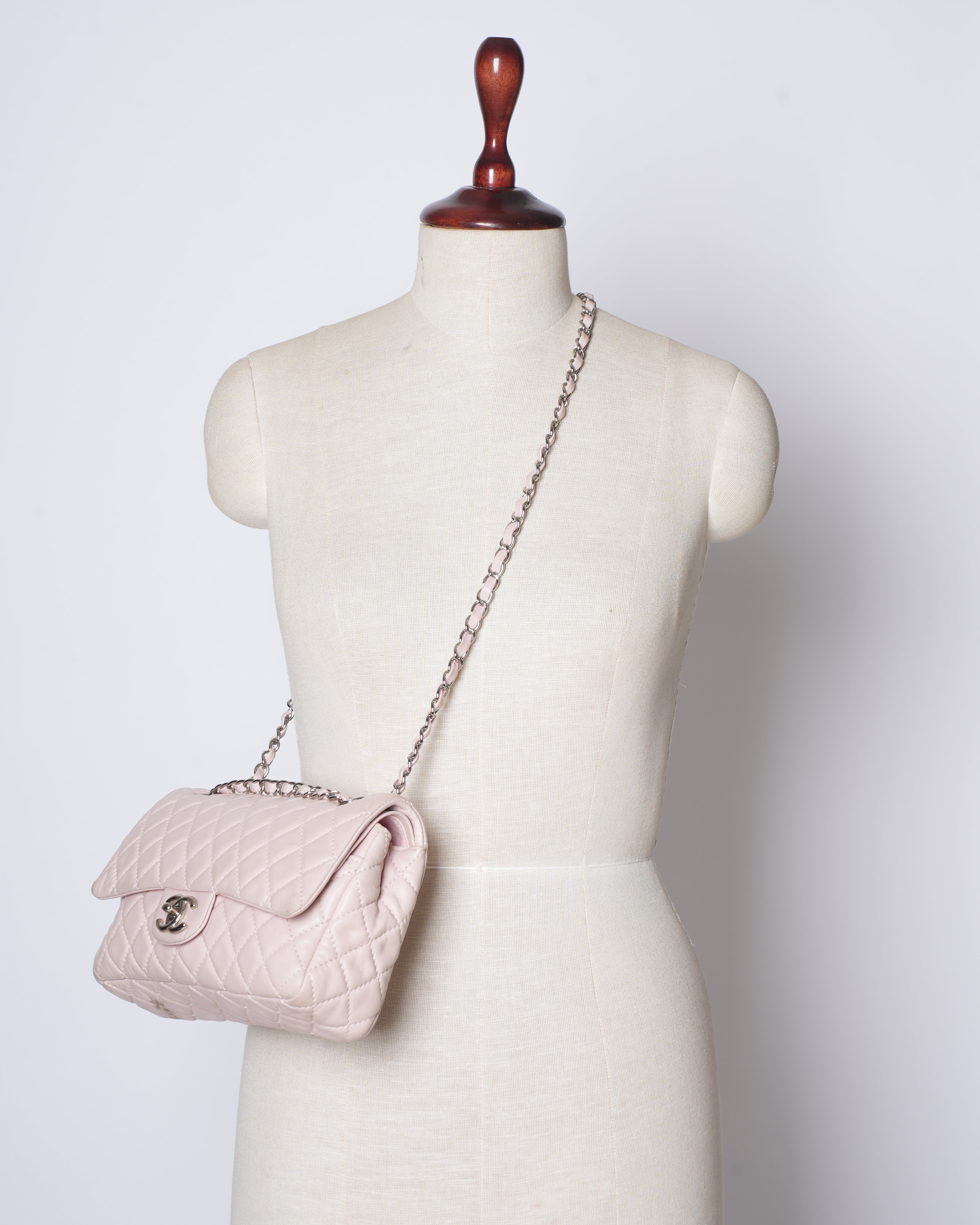 Chanel Light Pink Quilted Leather Classic Flap Bag