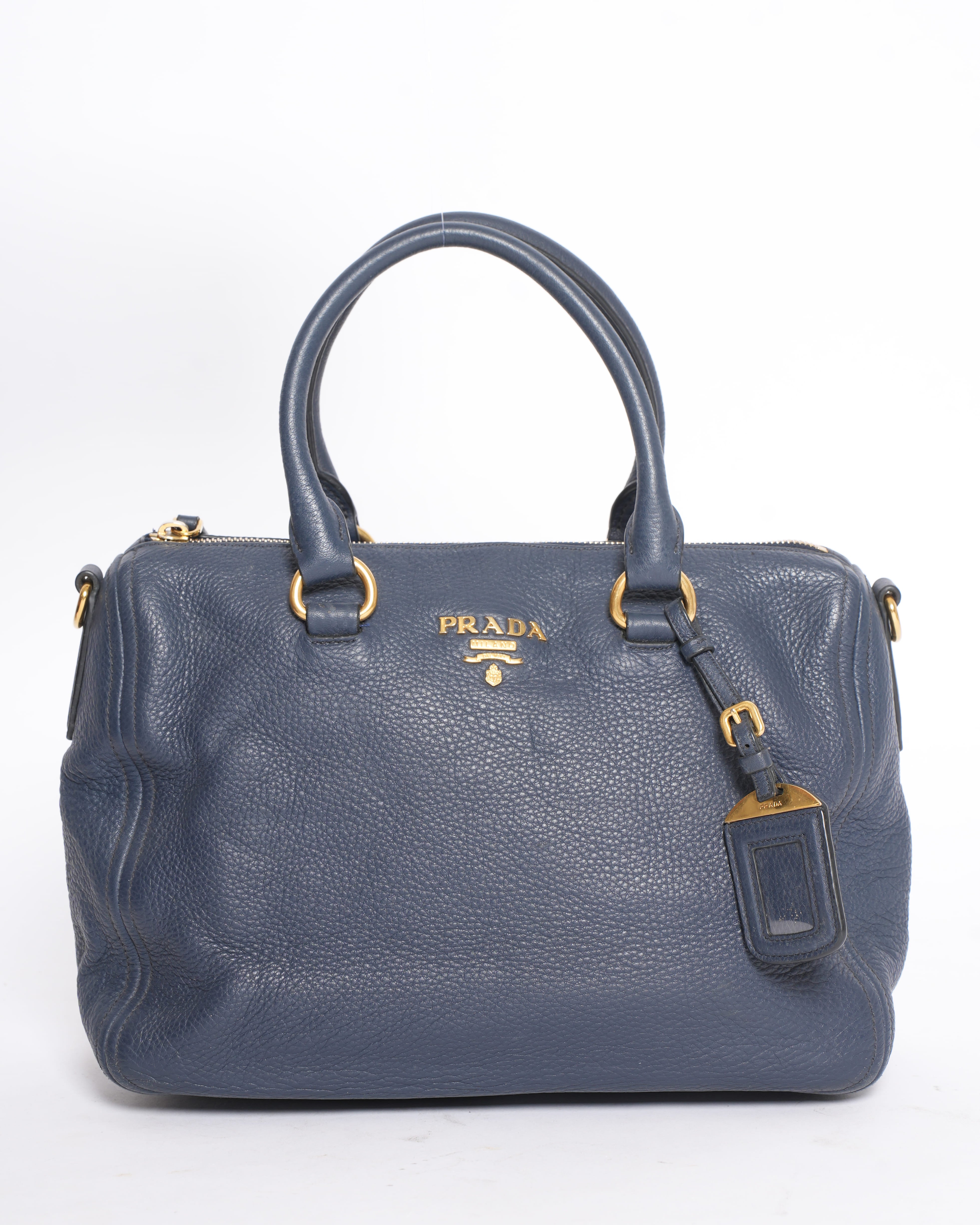 Prada Top Handle Bag With Shoulder Strap In Blue