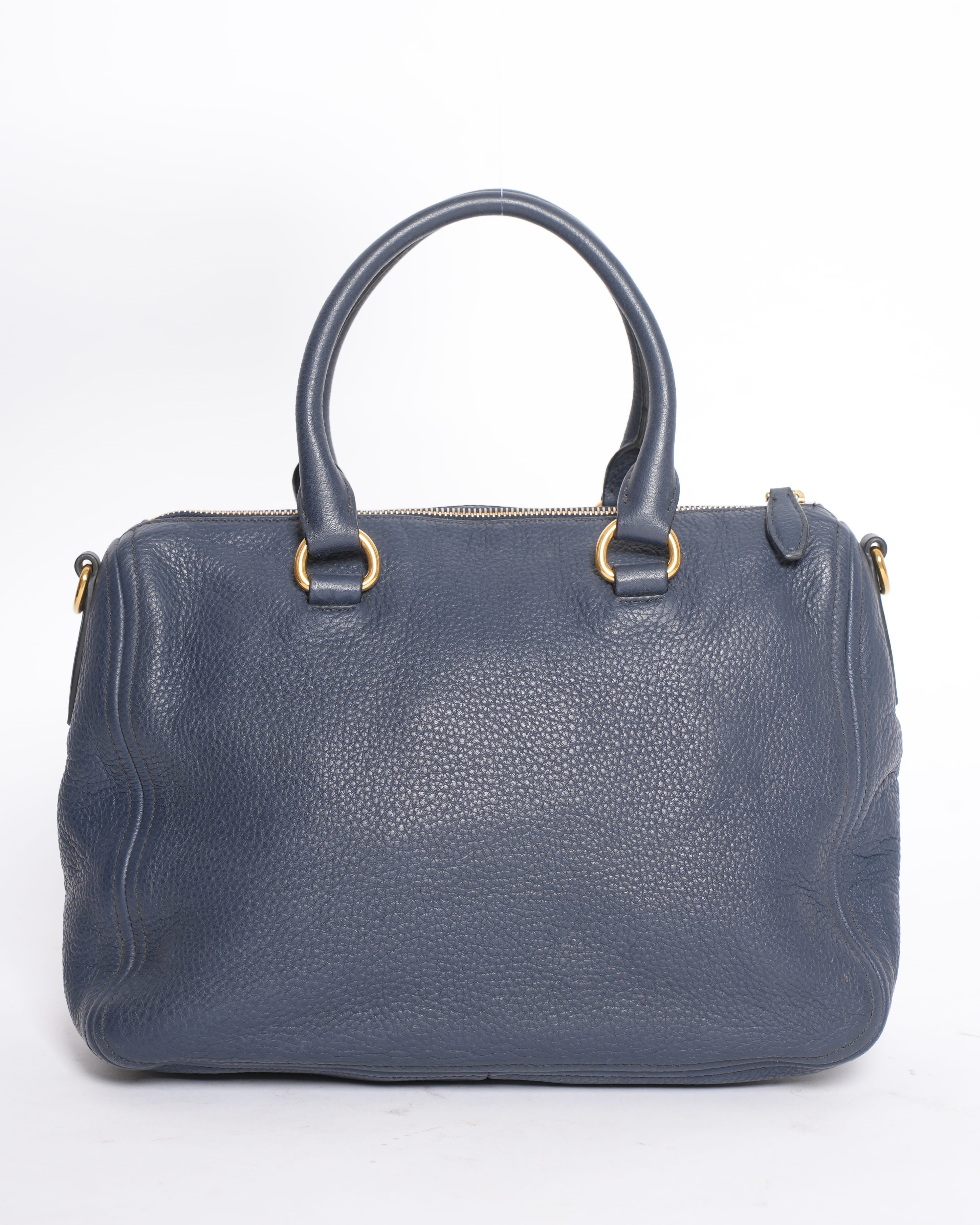 Prada Top Handle Bag With Shoulder Strap In Blue
