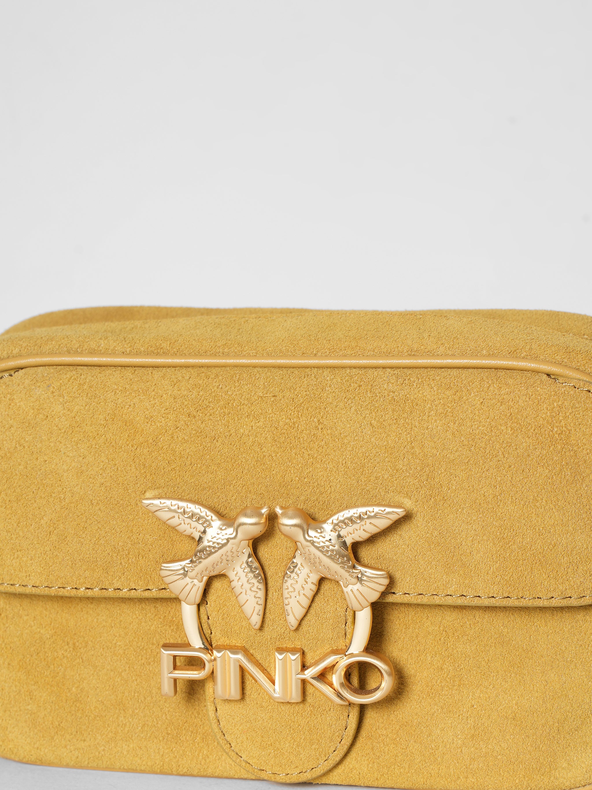 New Pinko Love Mini Square Seventies Crossbody In Suede