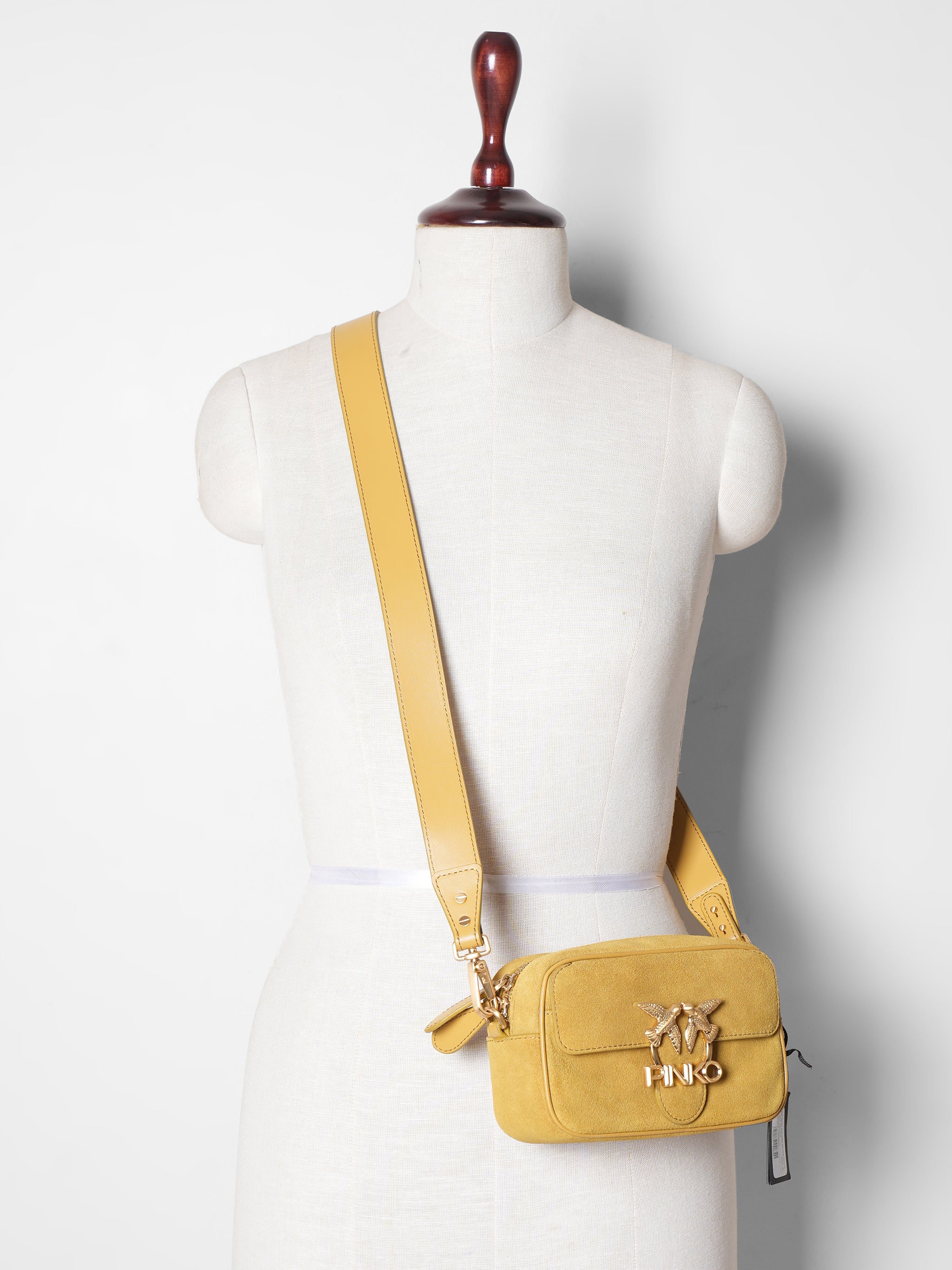 New Pinko Love Mini Square Seventies Crossbody In Suede