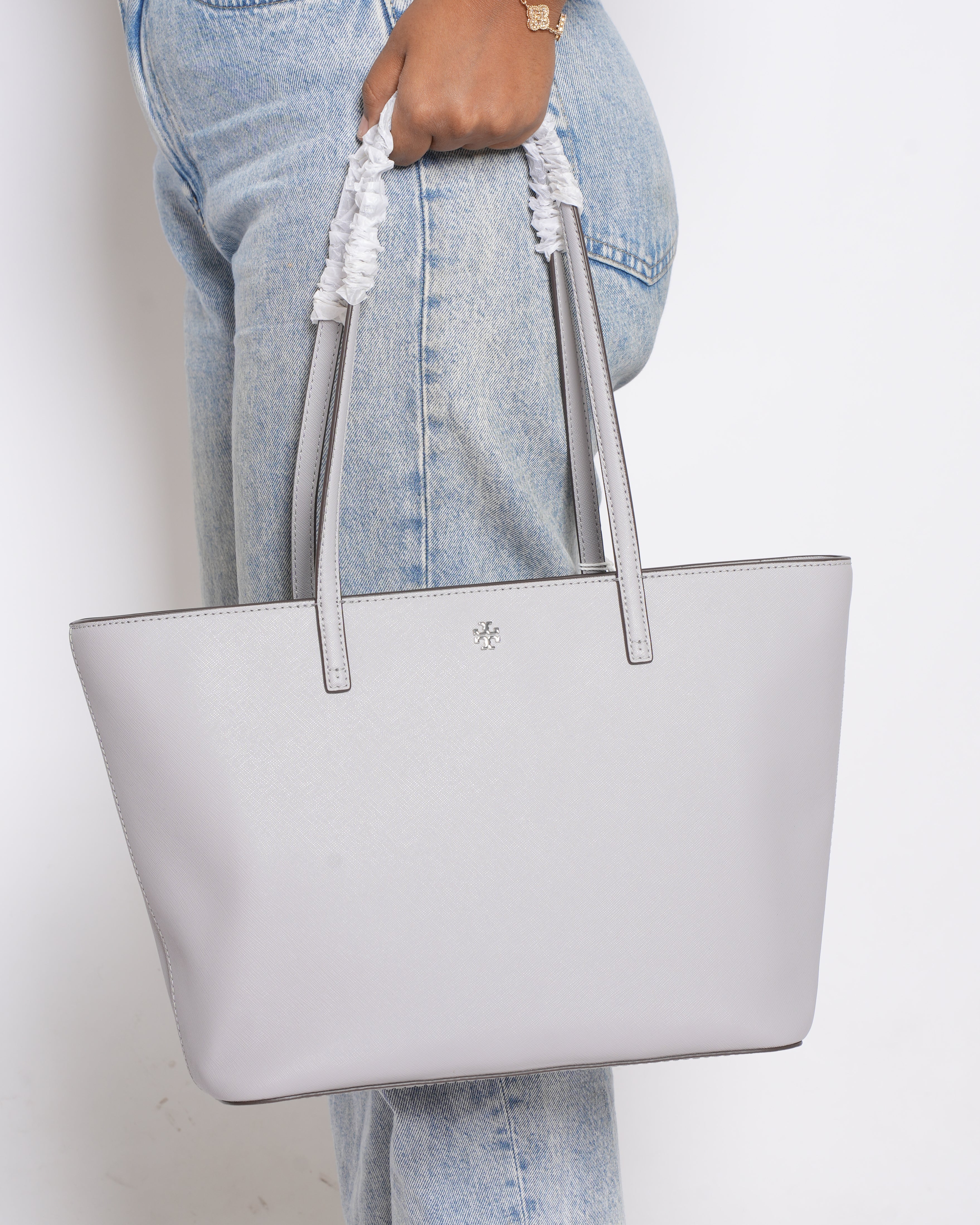 New Tory Burch Small Tote Bag in Bay Gray