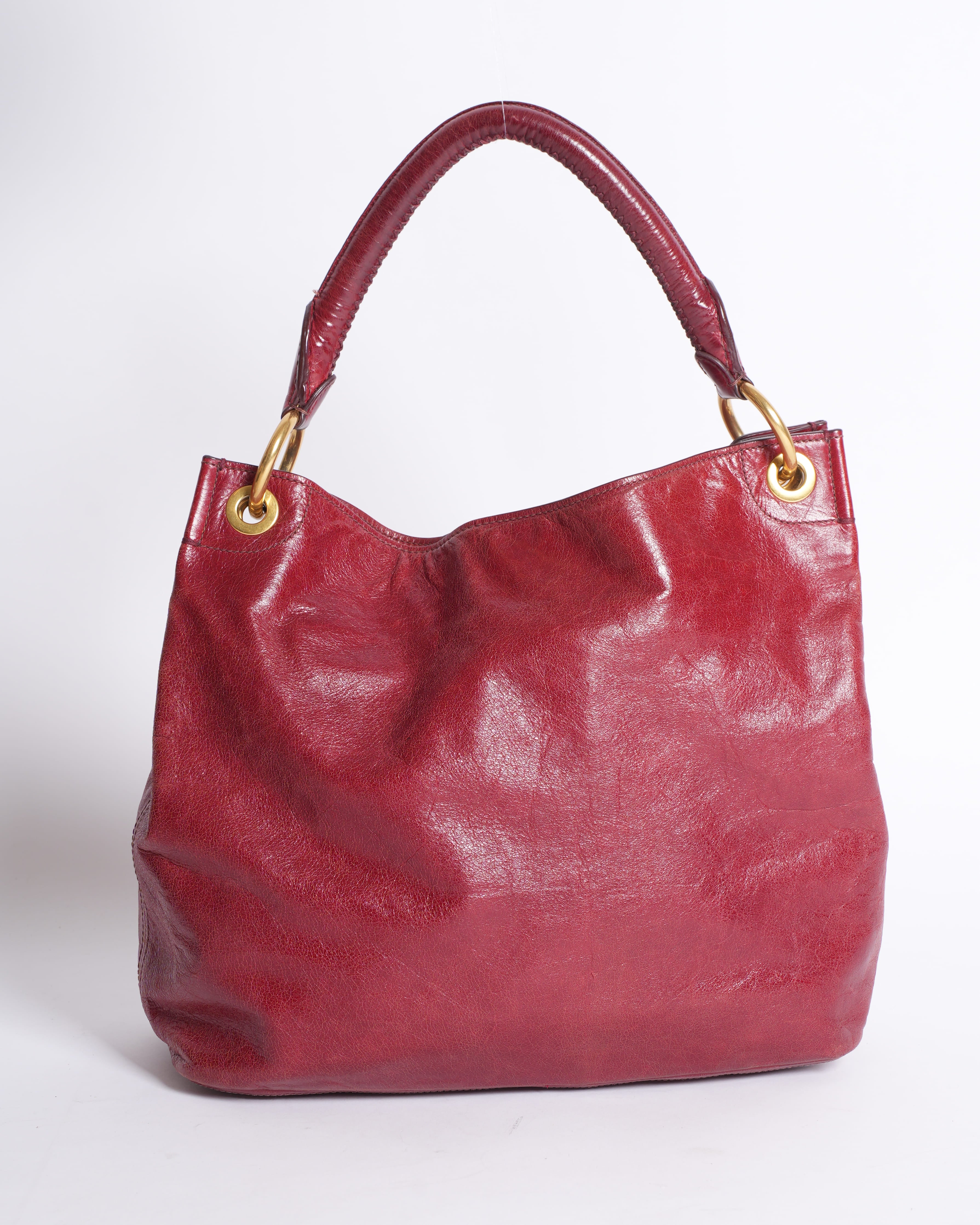 Prada Logo One Shoulder Bag In Red