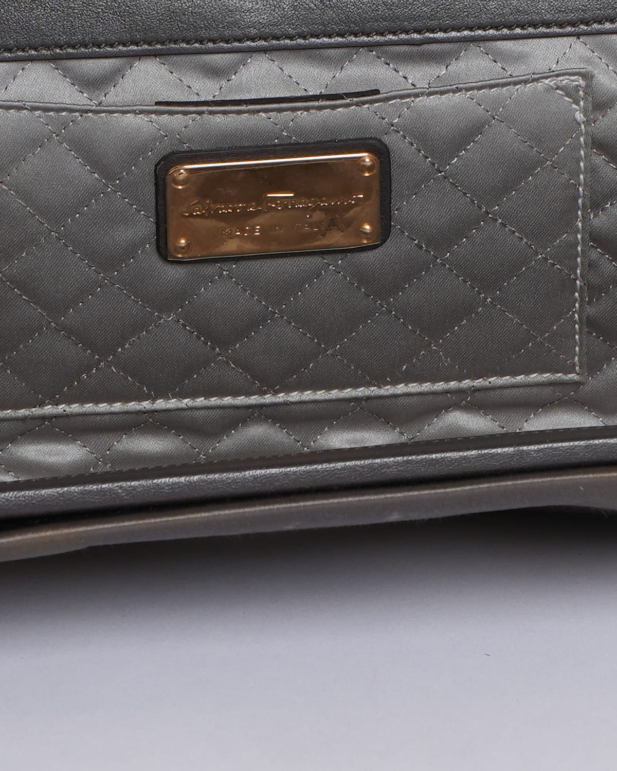 Salvatore Ferragamo Grey Leather Musa Gancini Clutch