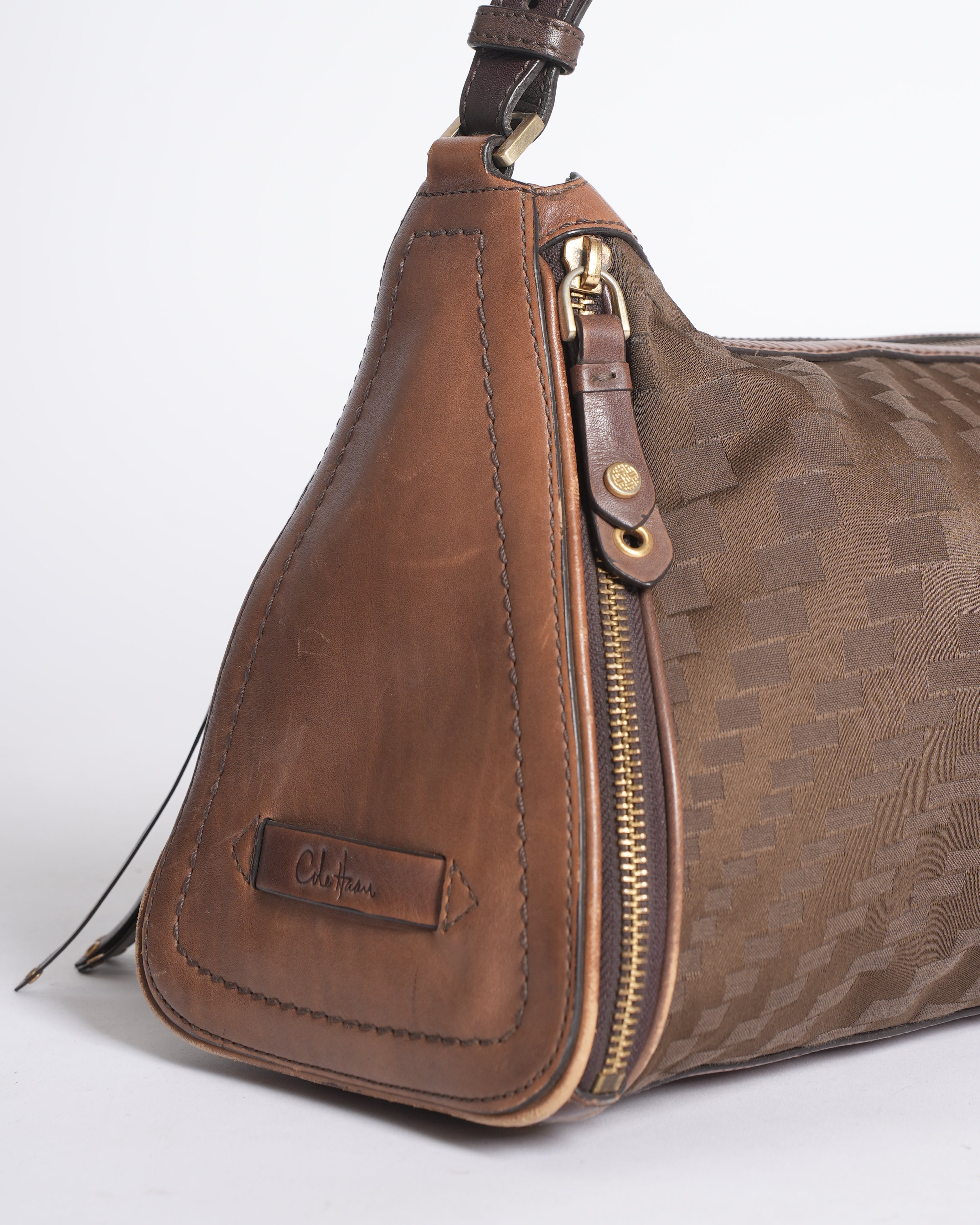 Cole Haan Canvas Shoulder Bag In Brown