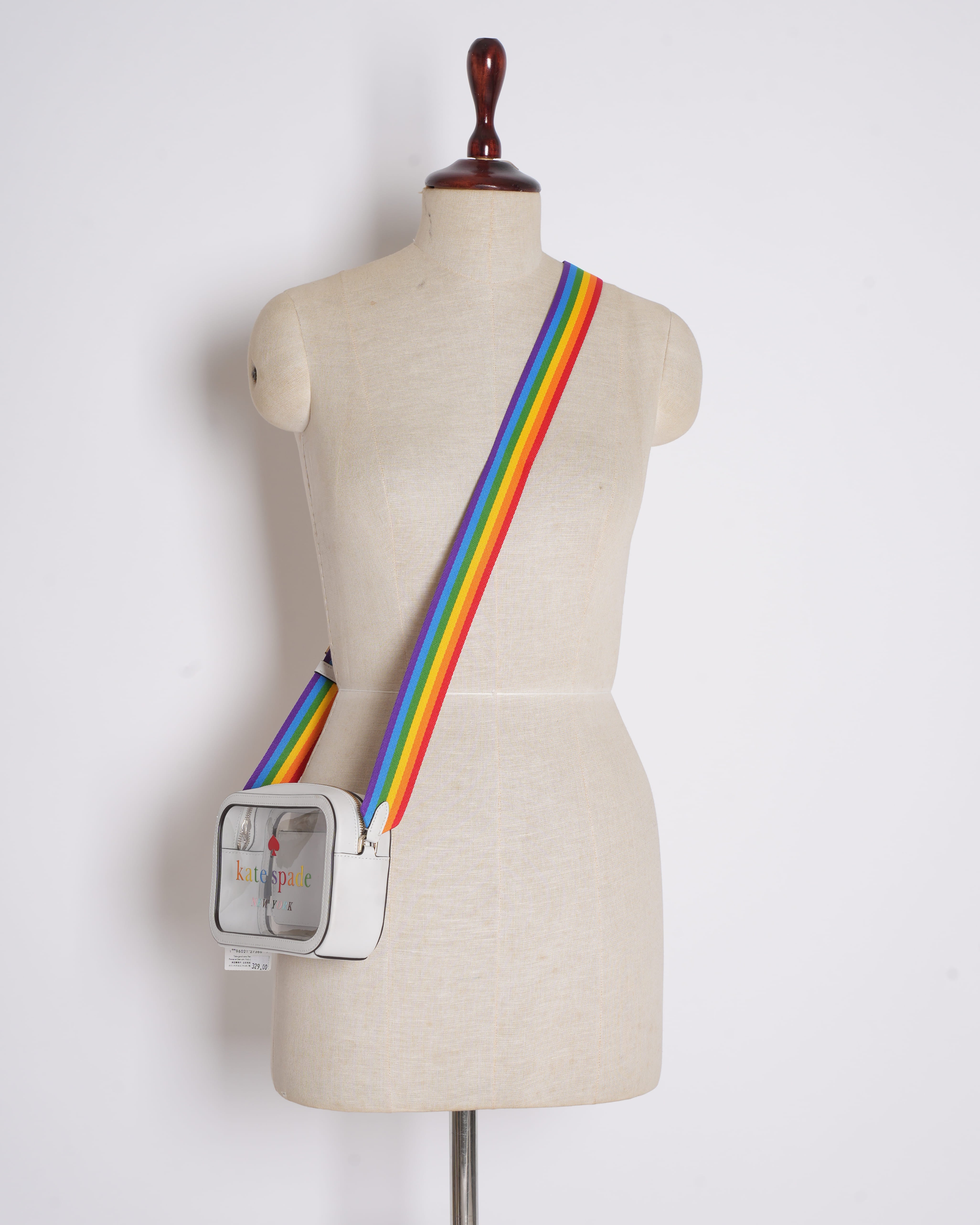 New Kate Spade Clear Crossbody Bag with Rainbow Strap