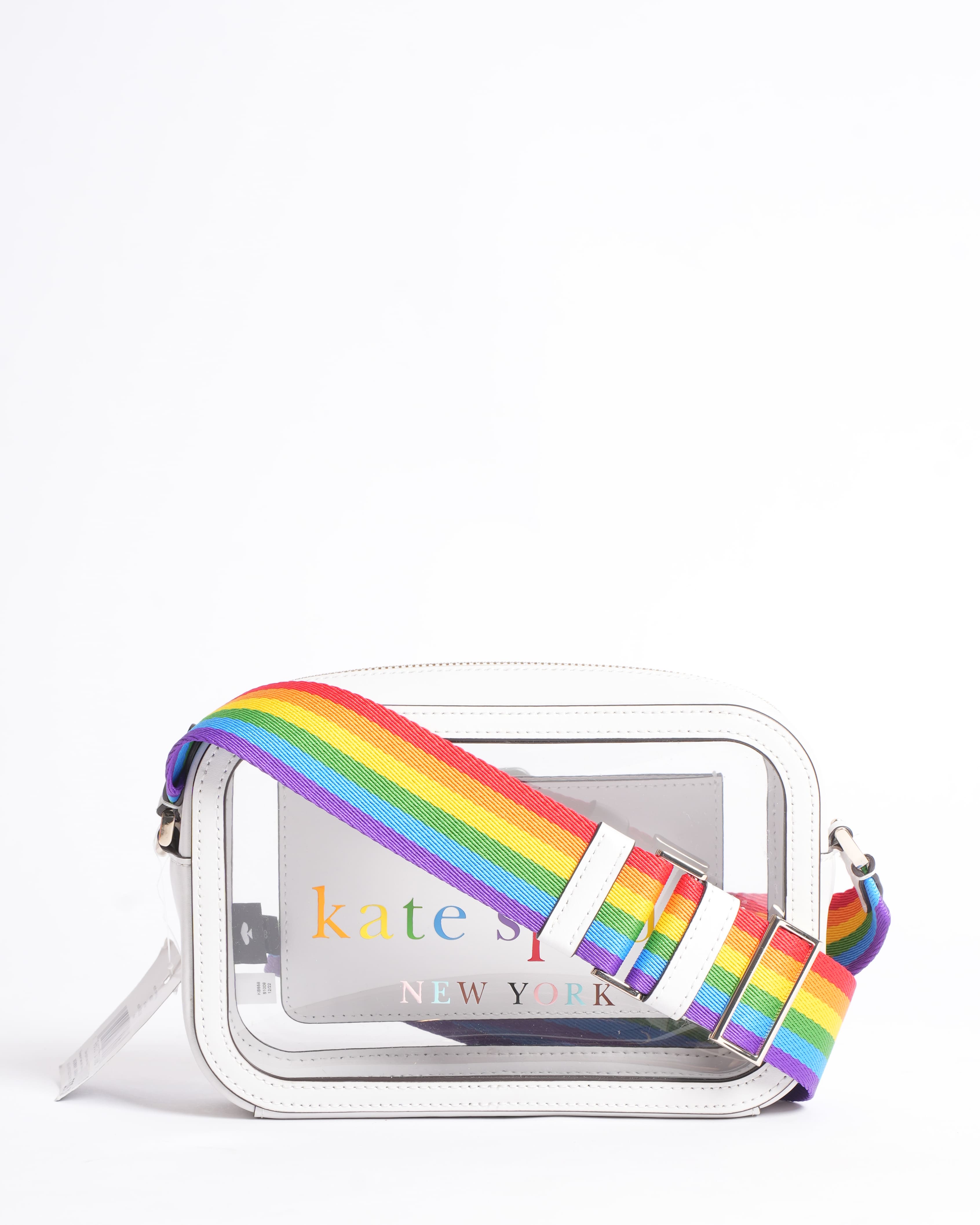 New Kate Spade Clear Crossbody Bag with Rainbow Strap