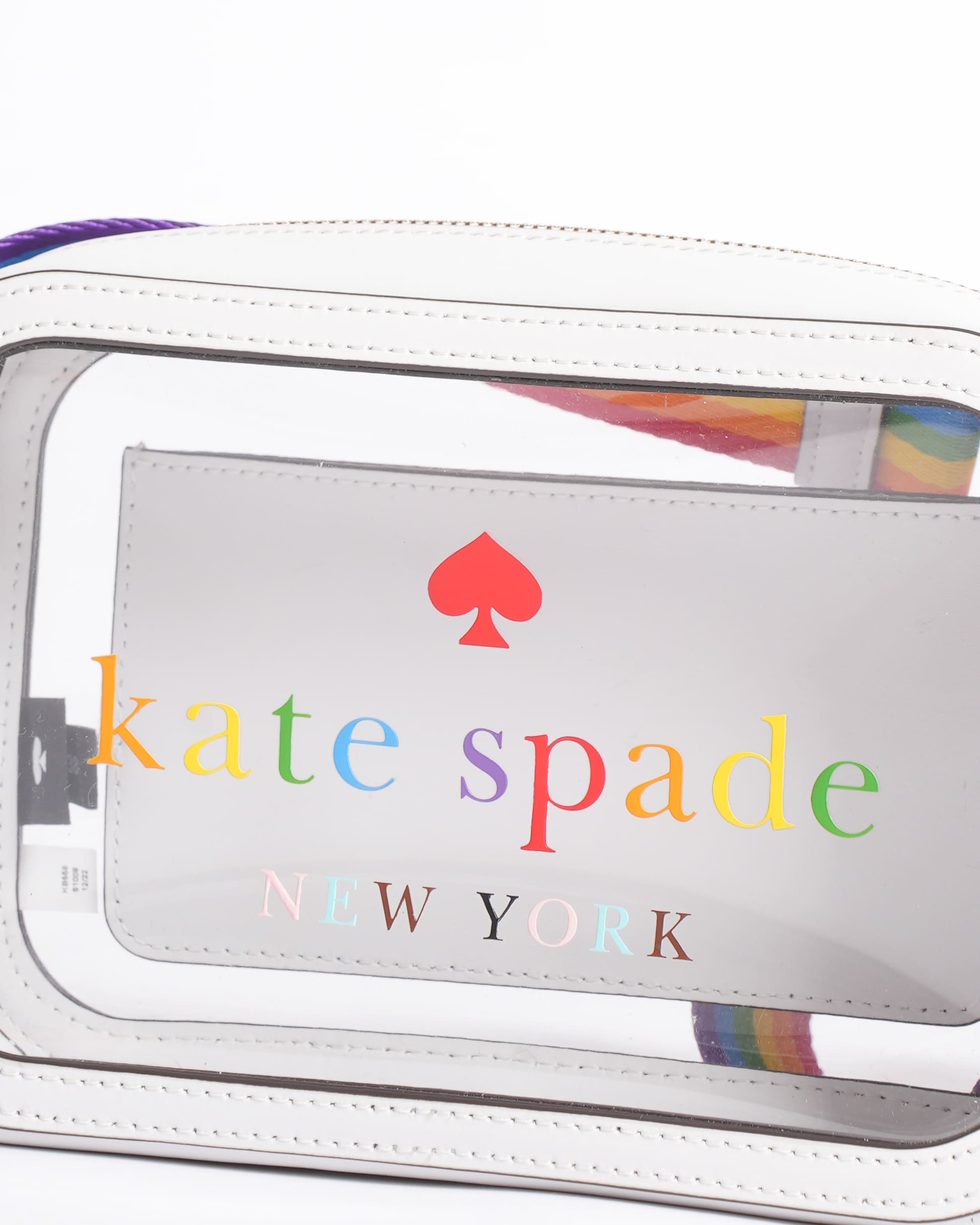New Kate Spade Clear Crossbody Bag with Rainbow Strap