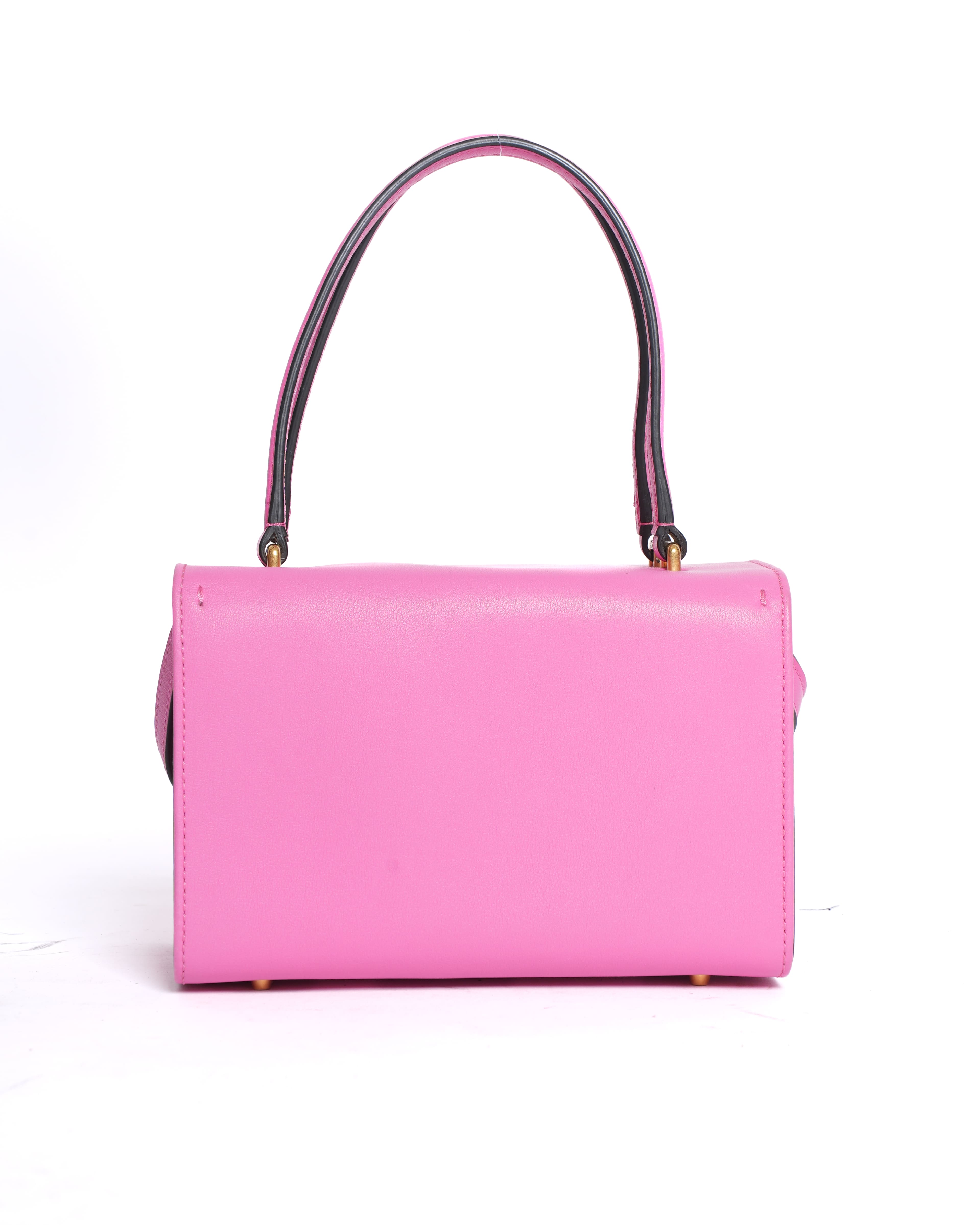 Valentino Garavani Bolso de Cuero V Logo Top Handle with Shoulder Strap in Pink