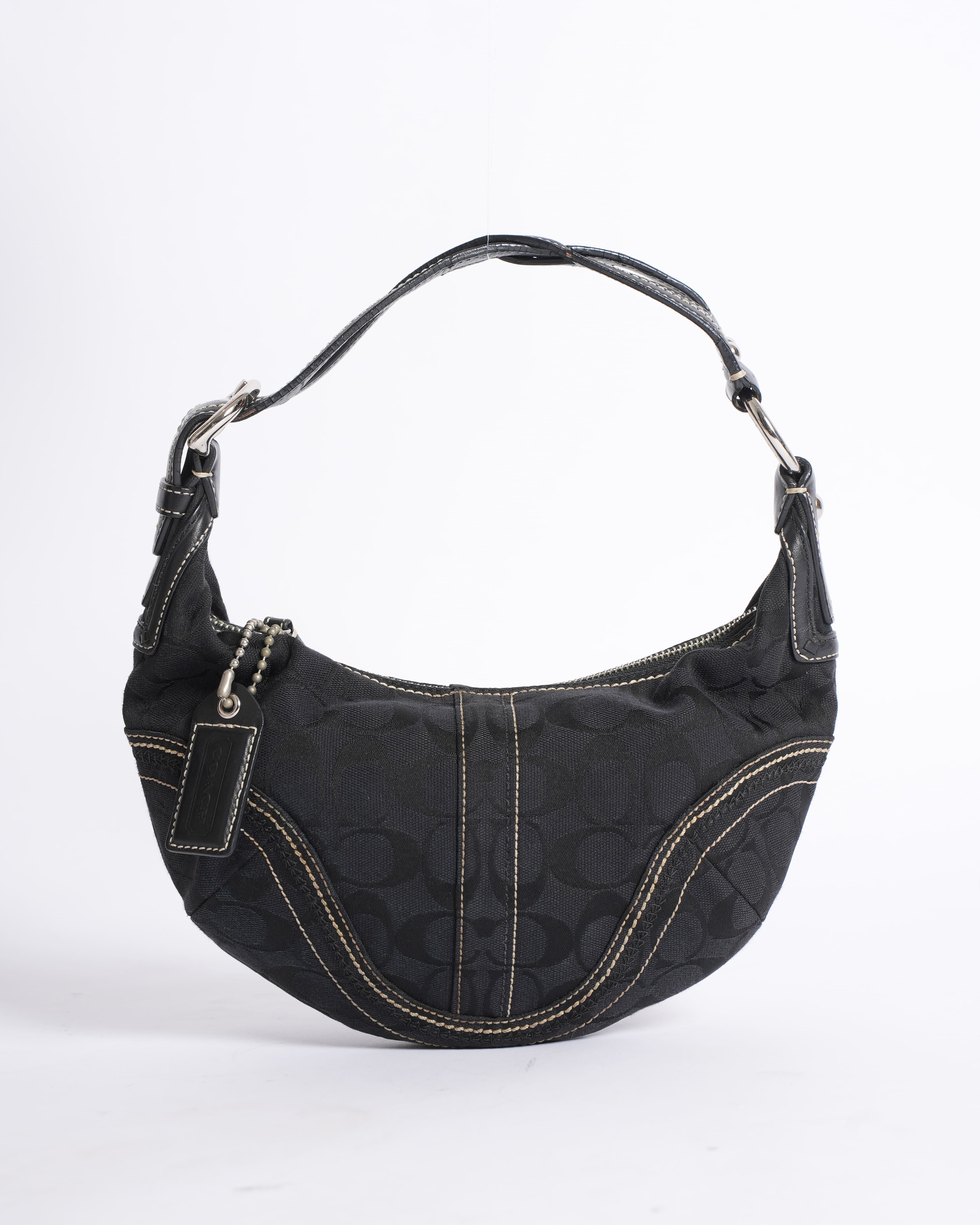 Coach black signature hobo shoulder bag