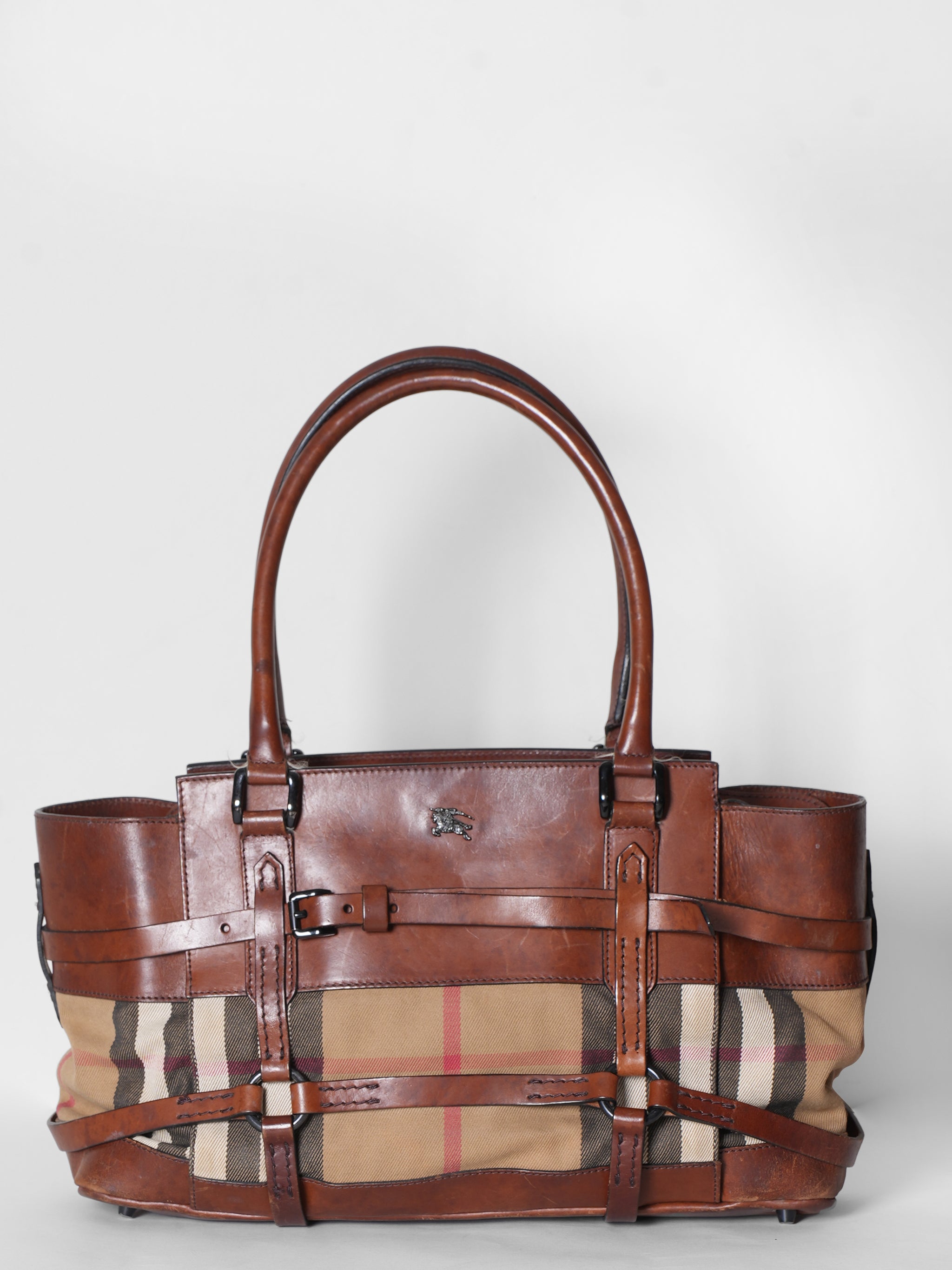 Burberry Brown House Check Bridle Satchel Bag