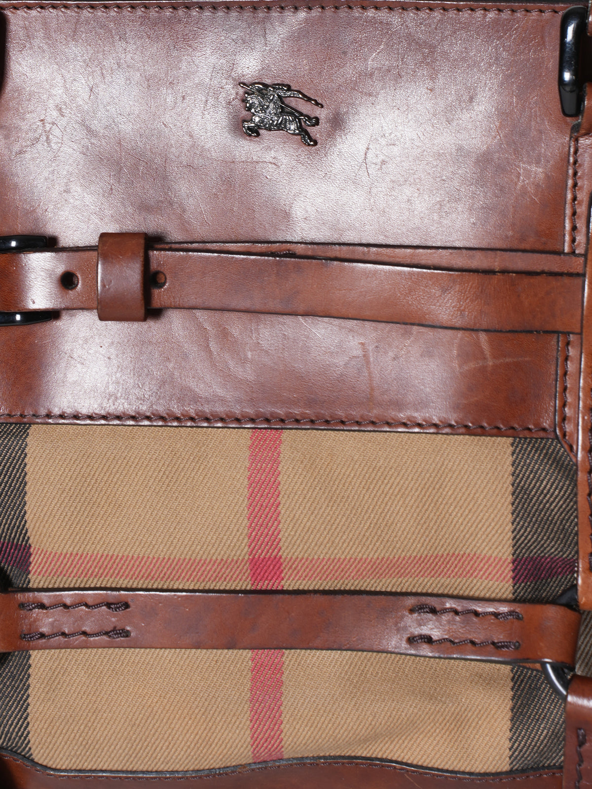 Burberry Brown House Check Bridle Satchel Bag