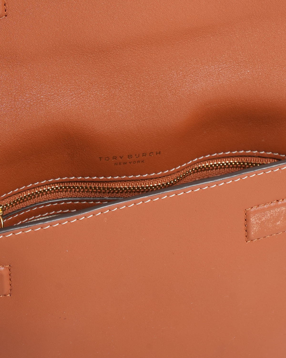Tory Burch Camel Brown Miller Metal Leather Crossbody