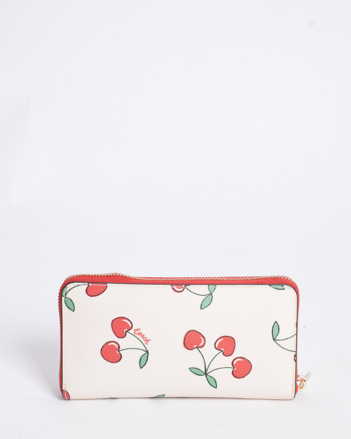 New Coach Cherry Printed Zip Around Wristlet