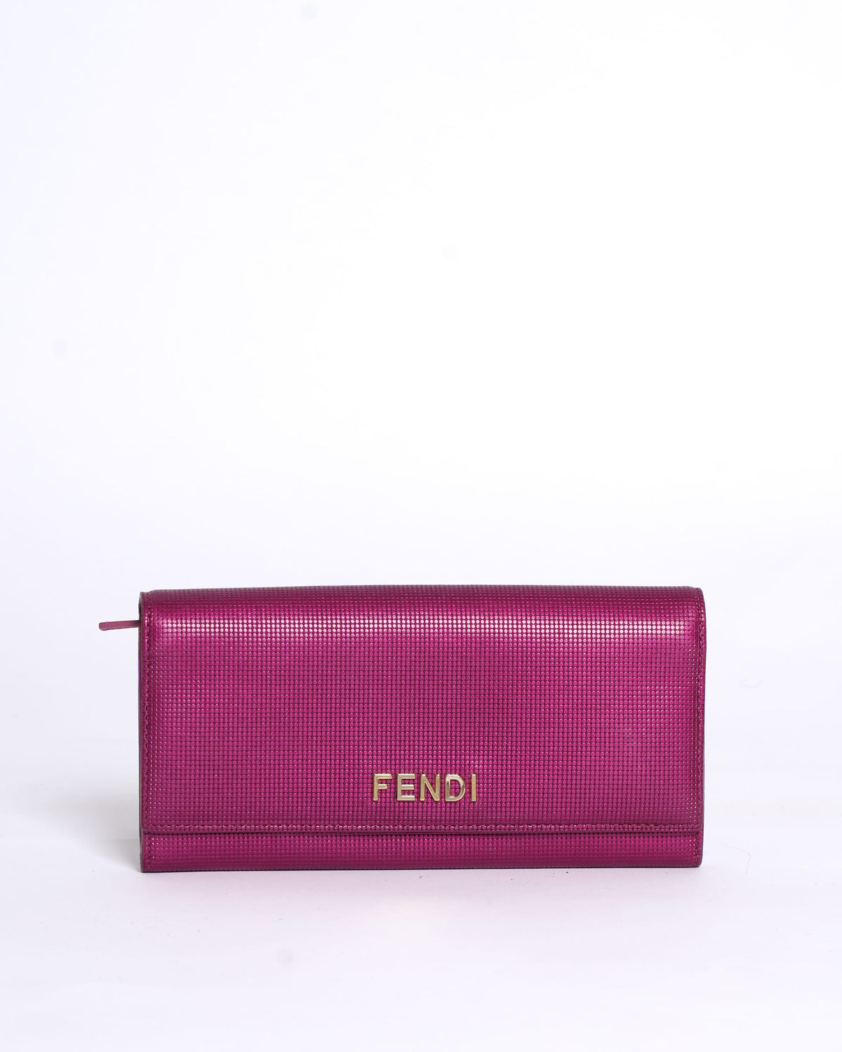 Fendi magenta leather logo flap continental wallet