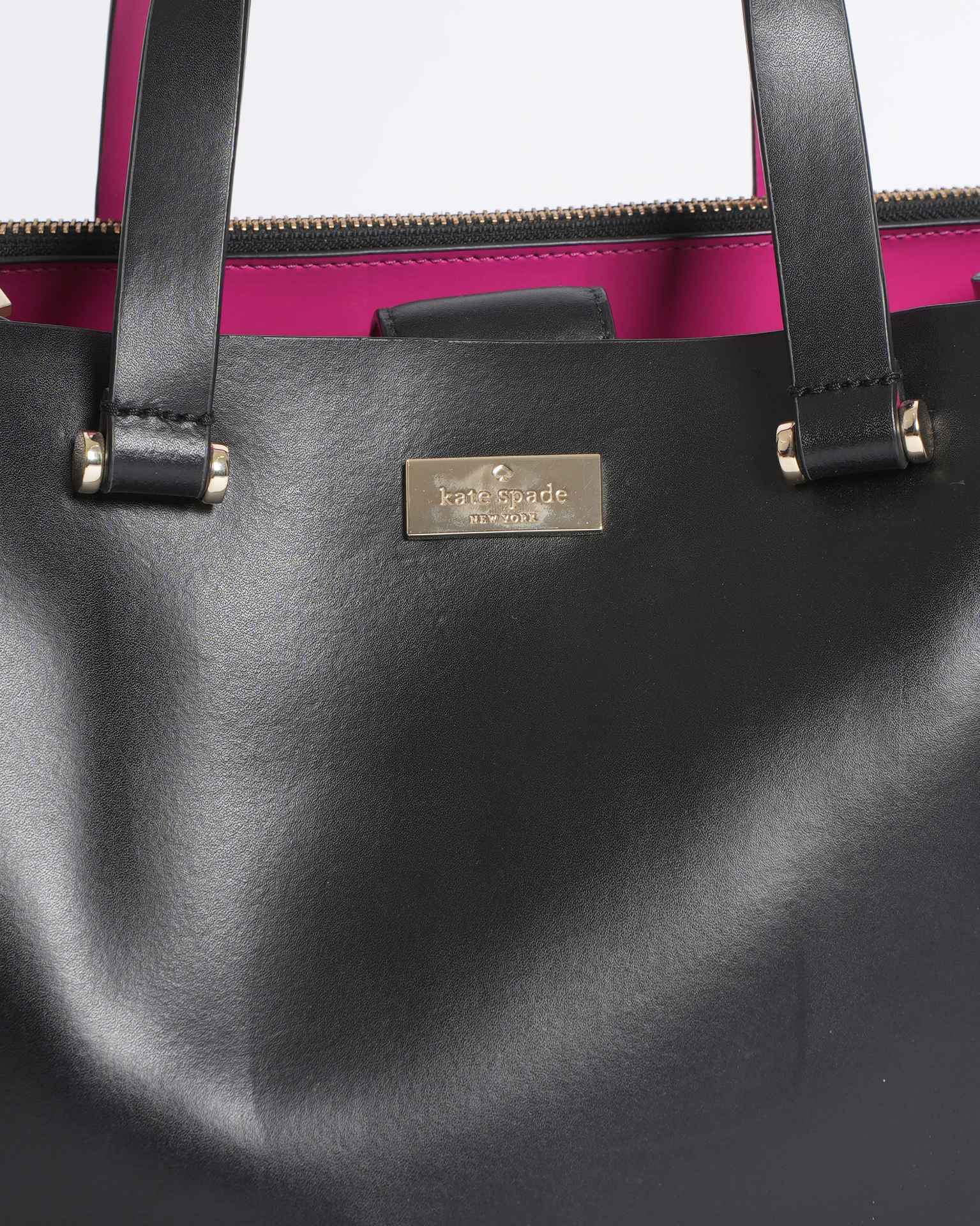 Kate Spade Top Handle Bag With Crossbody In Black With Pink Accent