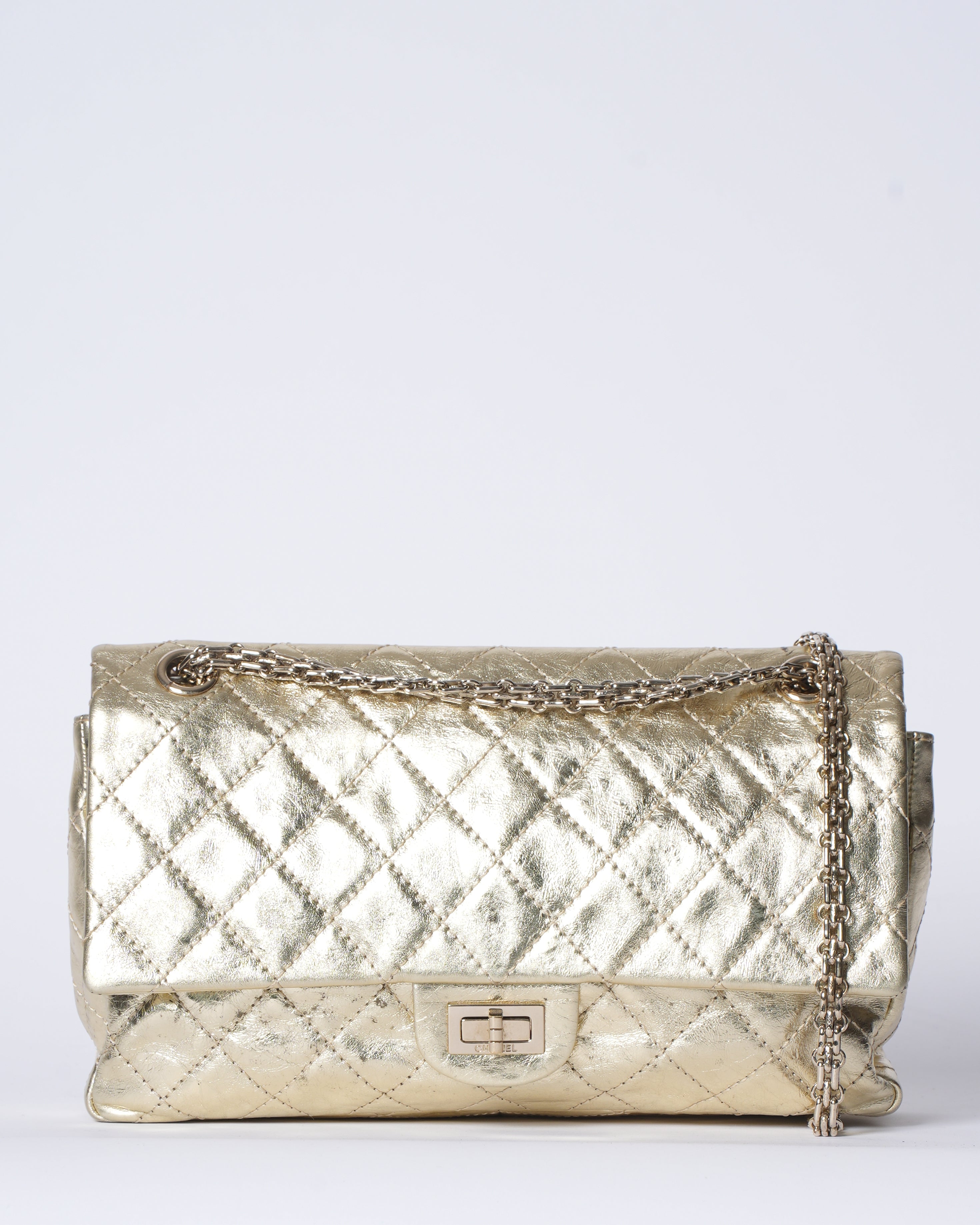 Chanel Metallic Silver Quilted Leather Reissue Classic Flap Bag