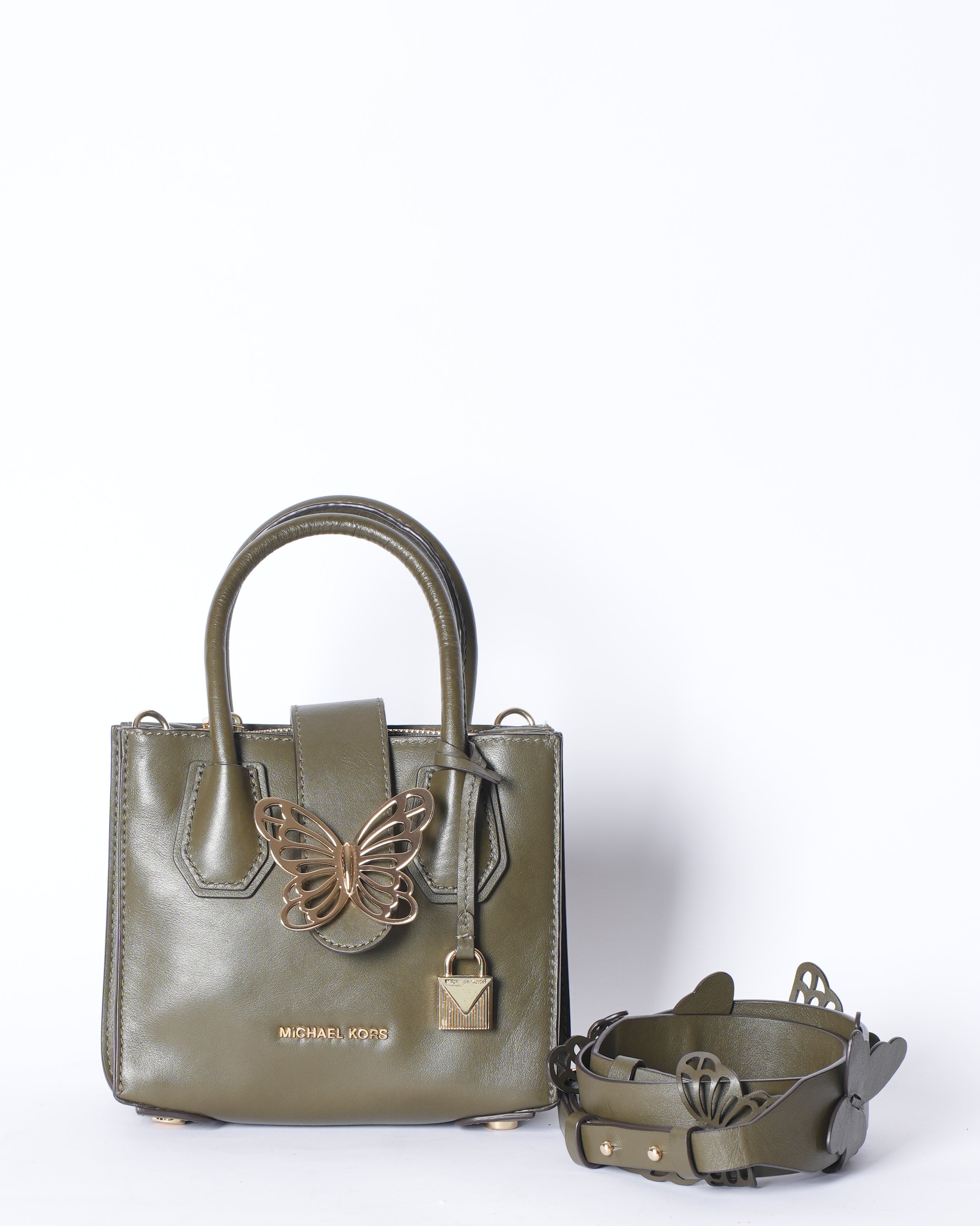 Michael kors mercer mini accordian butterfly leather handbag