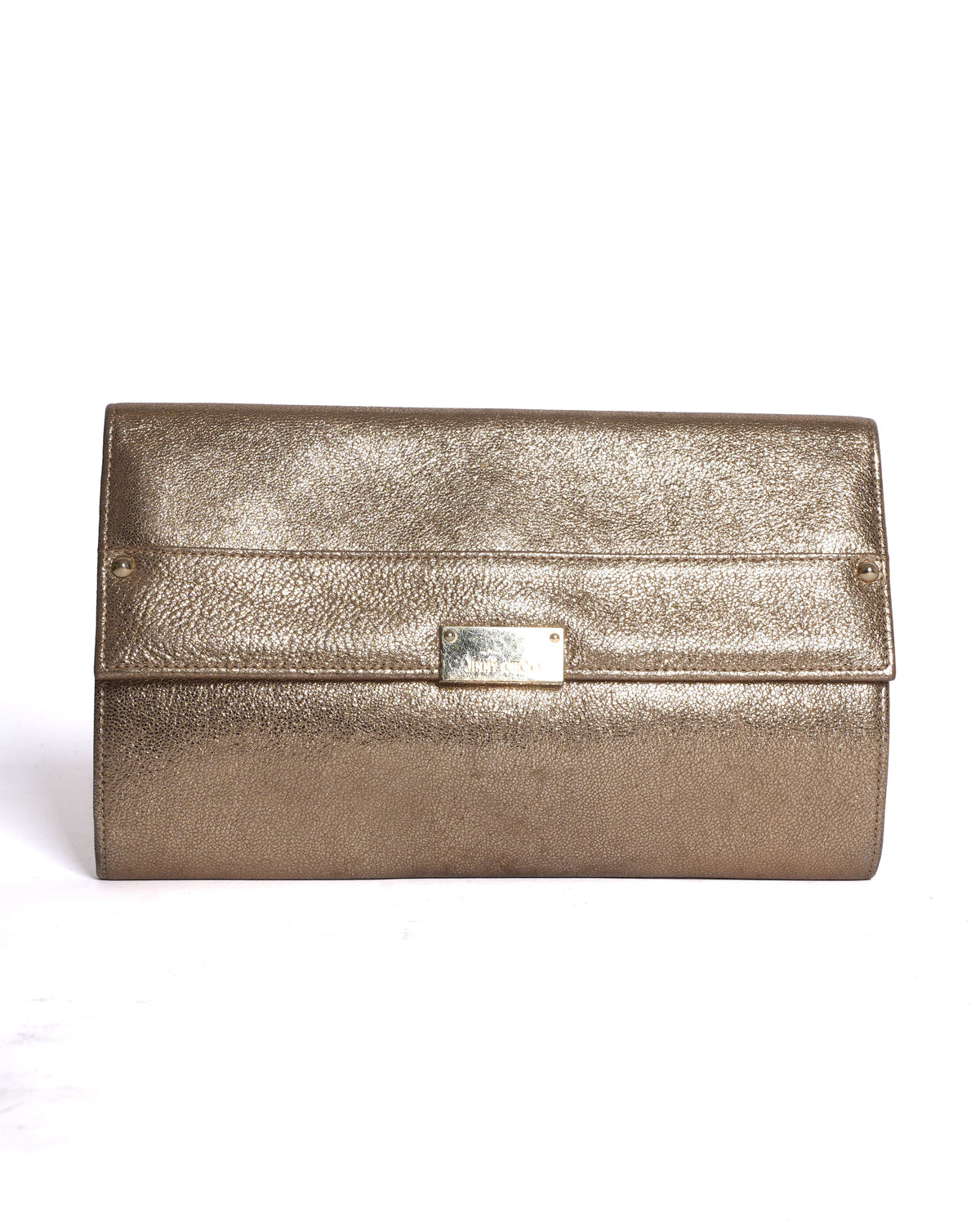 Jimmy Choo Metallic Gold Leather & Glitter Reese Clutch