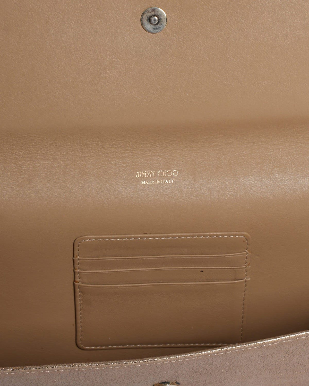 Jimmy Choo Metallic Gold Leather & Glitter Reese Clutch