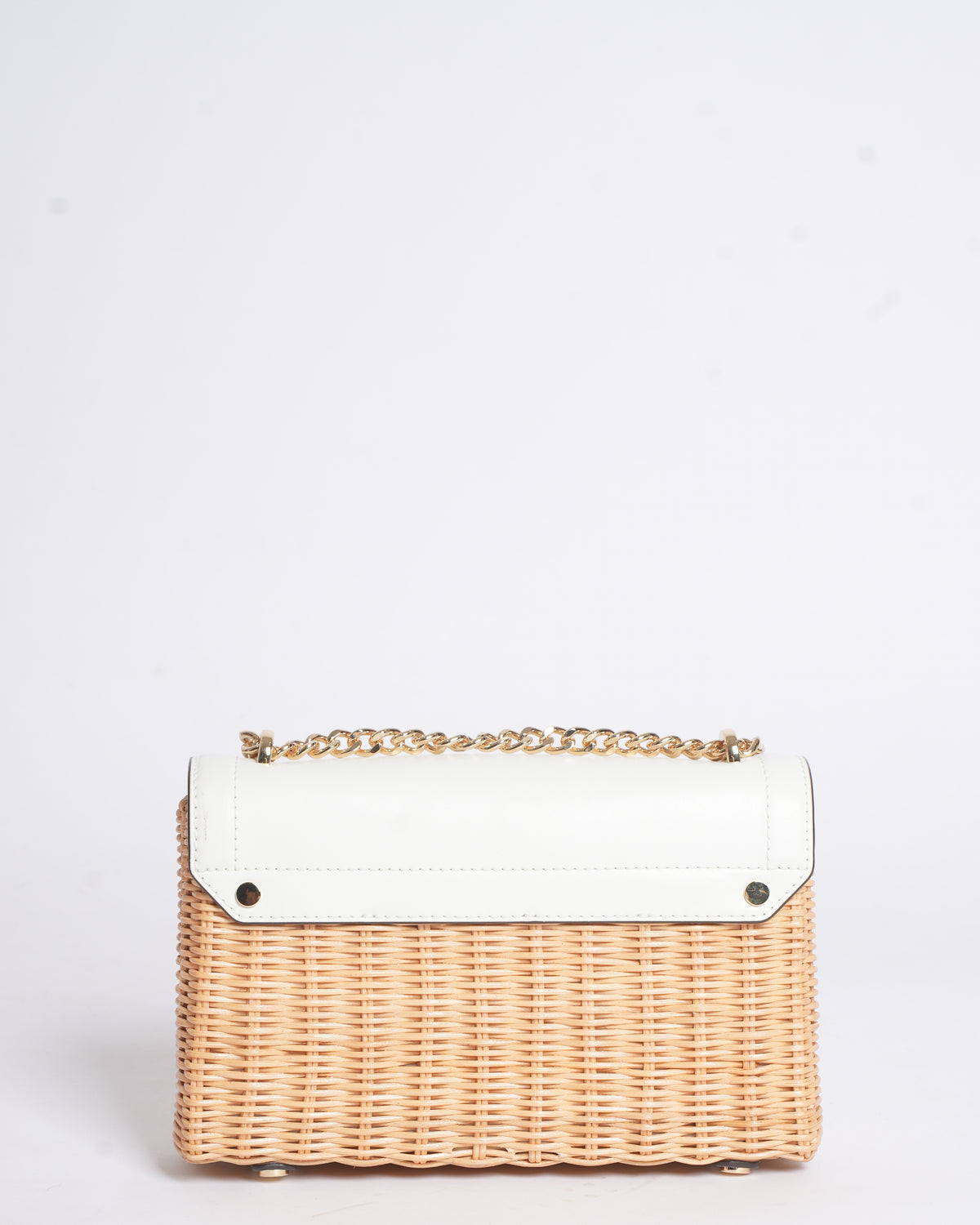 New MK Wicker Crossbody In White Flap
