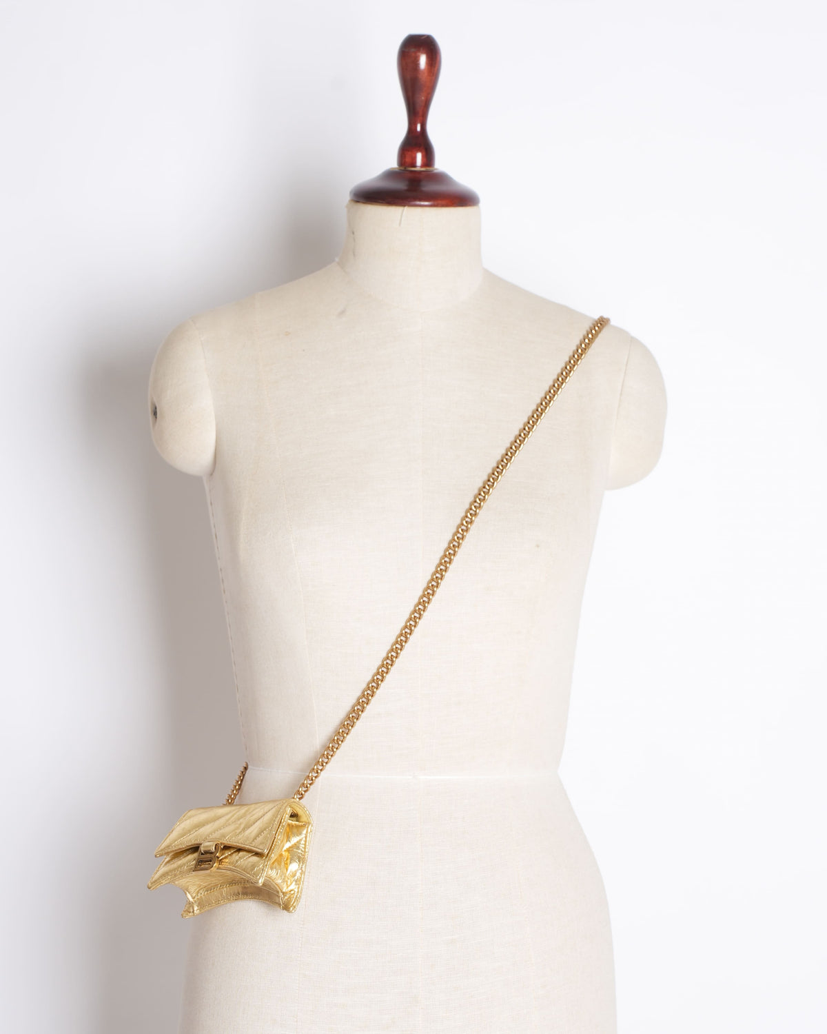 Balenciaga Crush Gold-Tone Foil Shoulder Bag