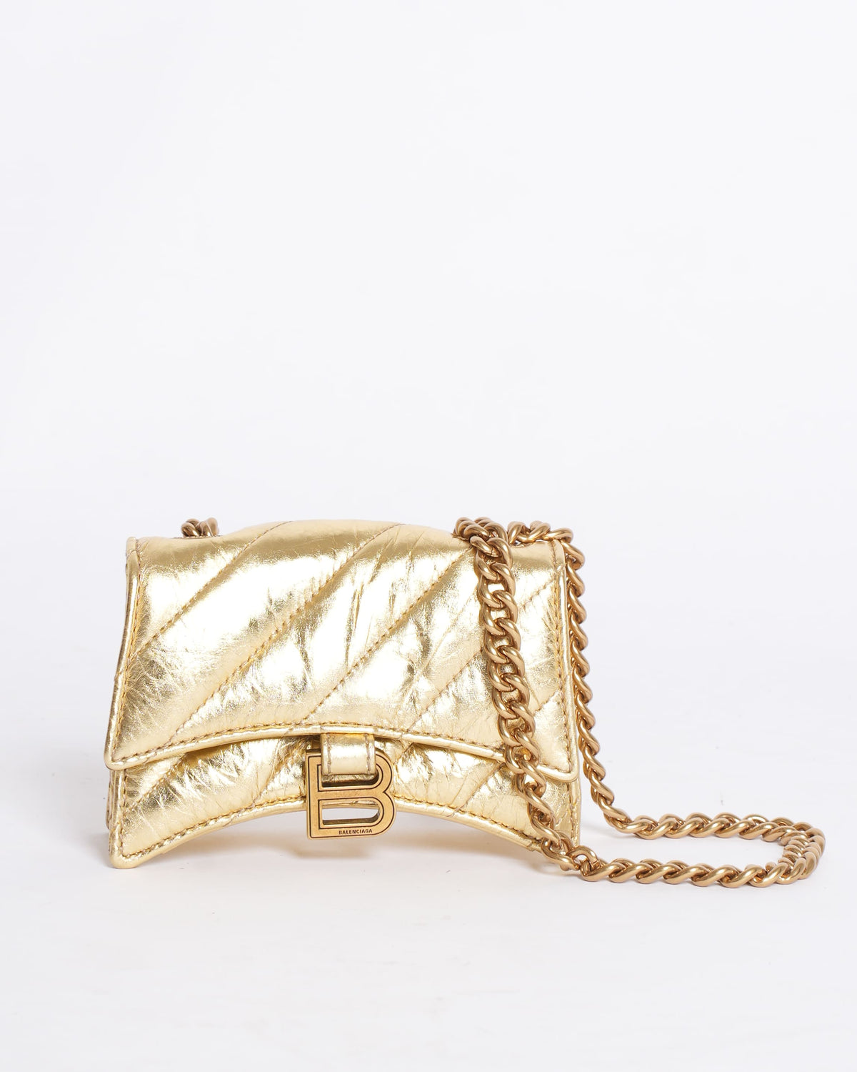 Balenciaga Crush Gold-Tone Foil Shoulder Bag