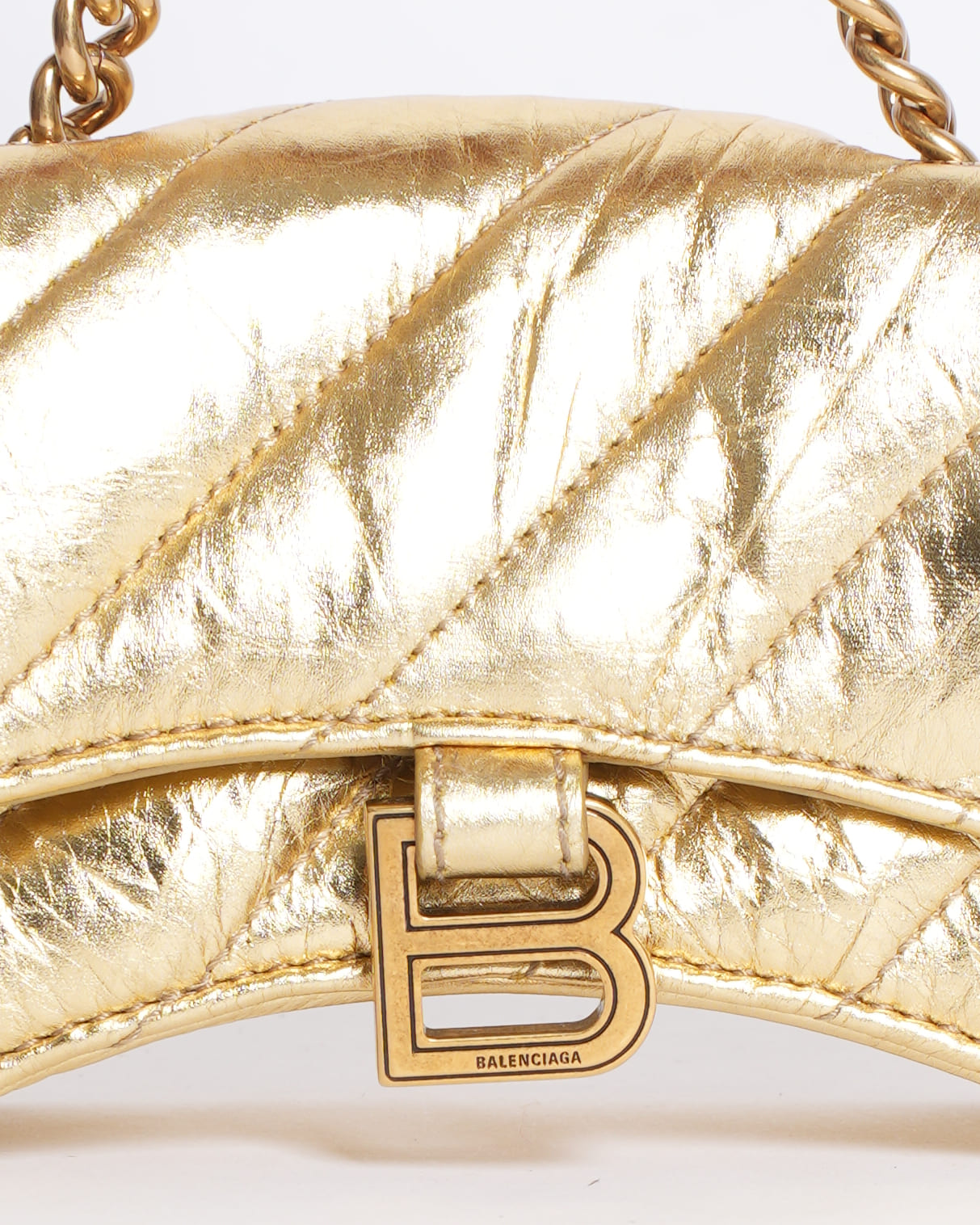 Balenciaga Crush Gold-Tone Foil Shoulder Bag