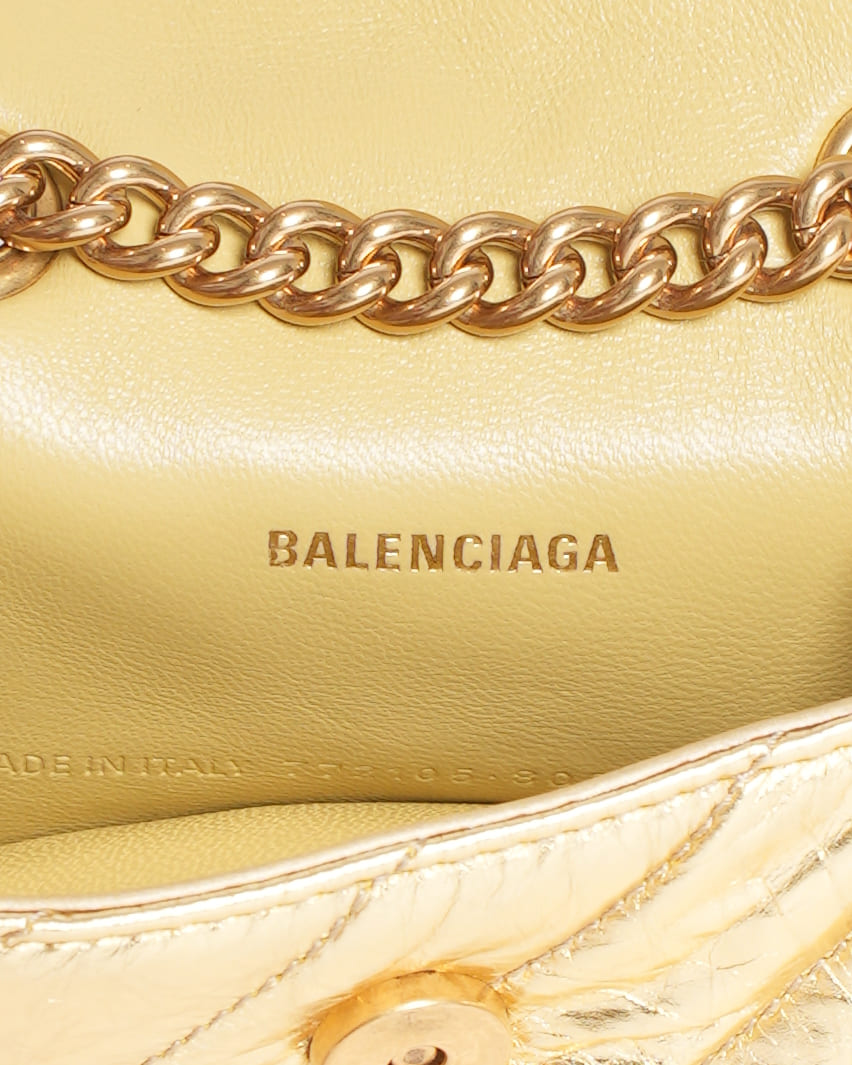 Balenciaga Crush Gold-Tone Foil Shoulder Bag