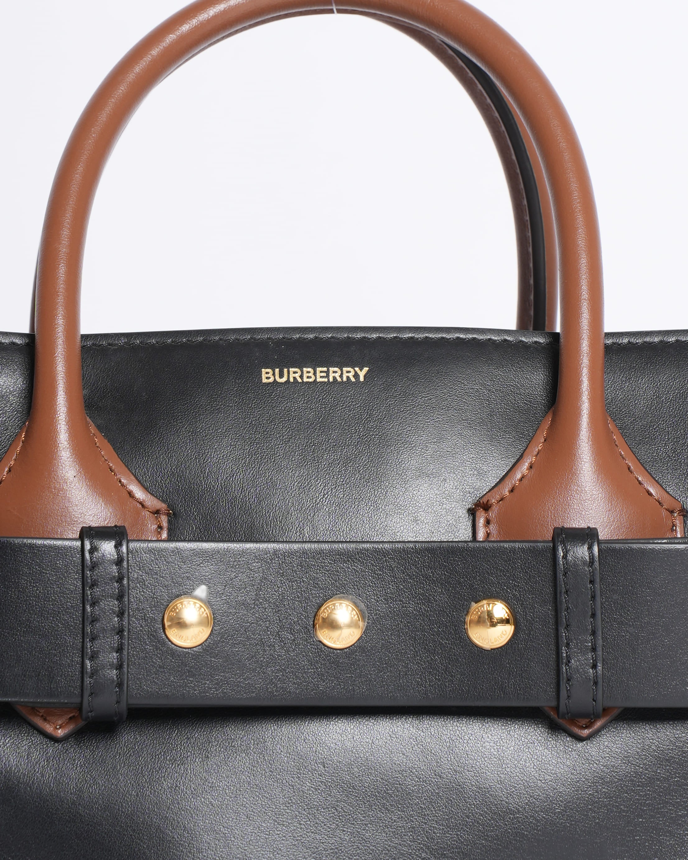 Burberry Small Triple Stud Calfskin Top Handle Bag with Shoulder Strap