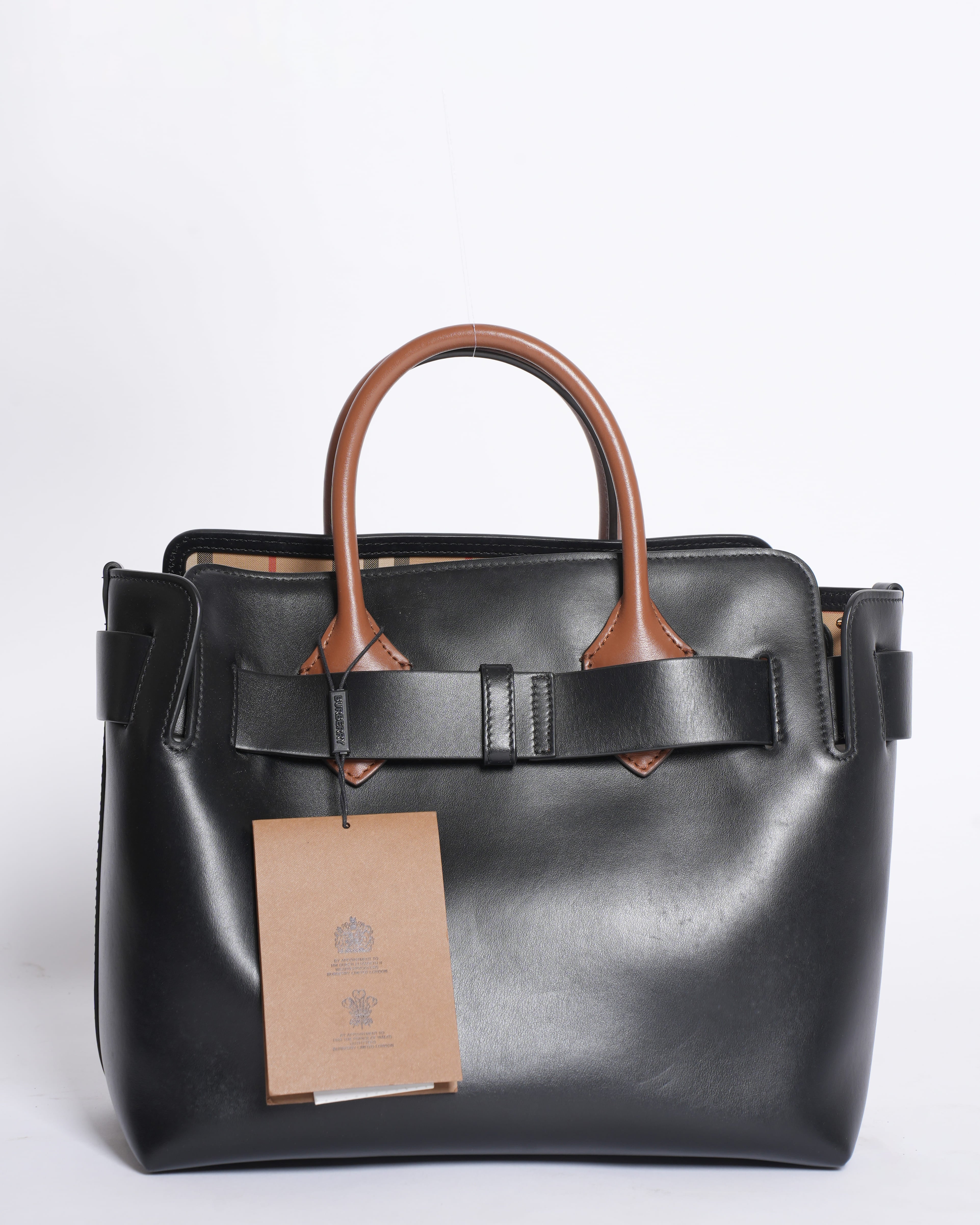 Burberry Small Triple Stud Calfskin Top Handle Bag with Shoulder Strap