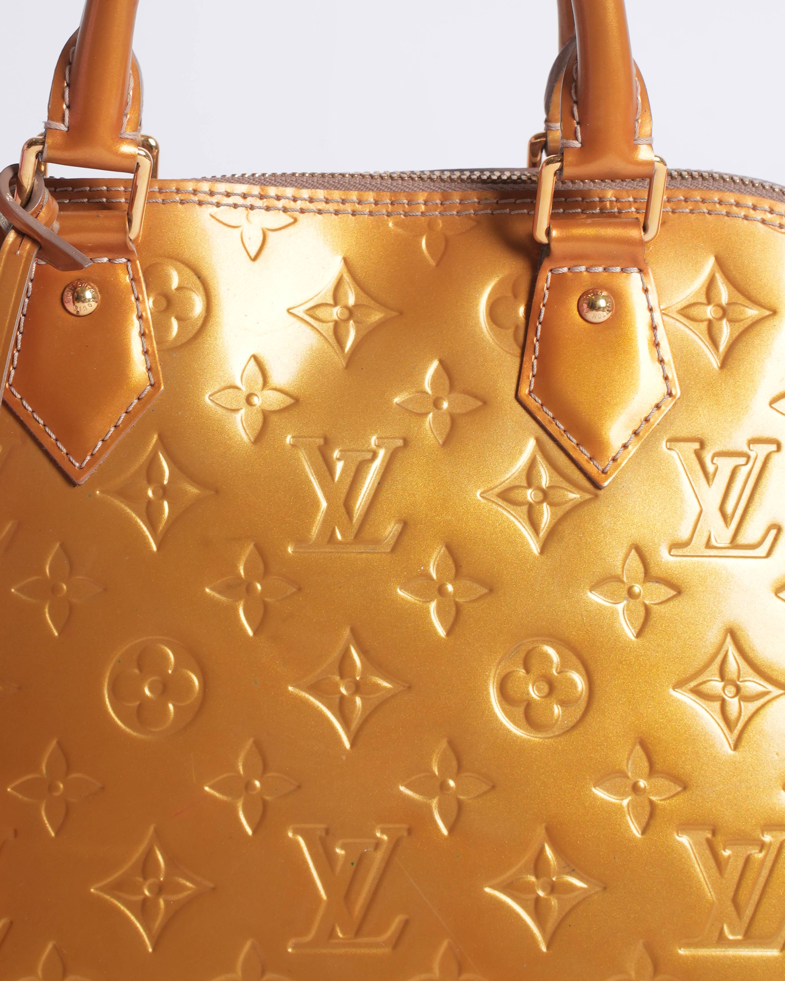 Louis Vuitton Monogram Vernis Alma Jaune Passion Yellow Handbag Enamel