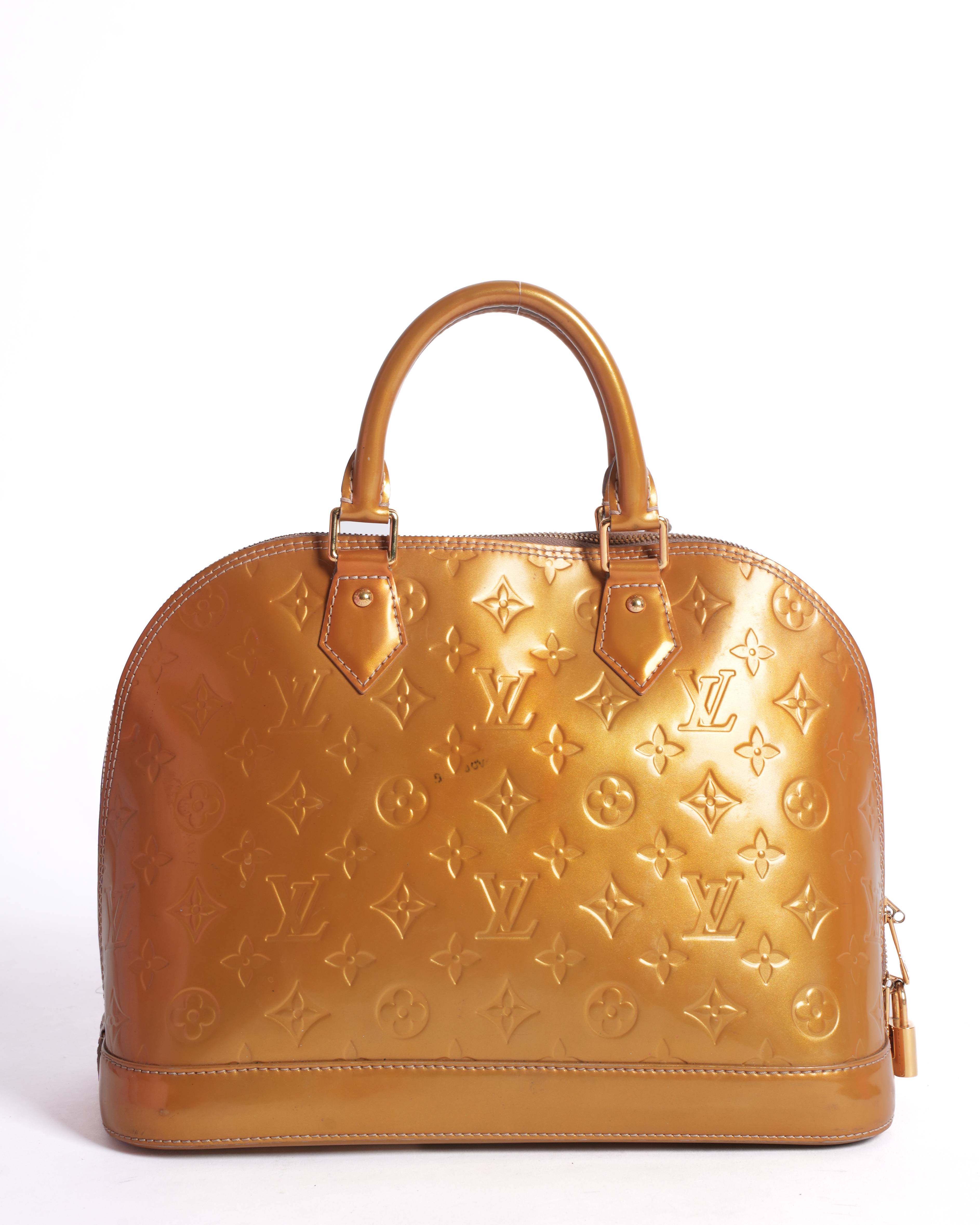 Louis Vuitton Monogram Vernis Alma Jaune Passion Yellow Handbag Enamel