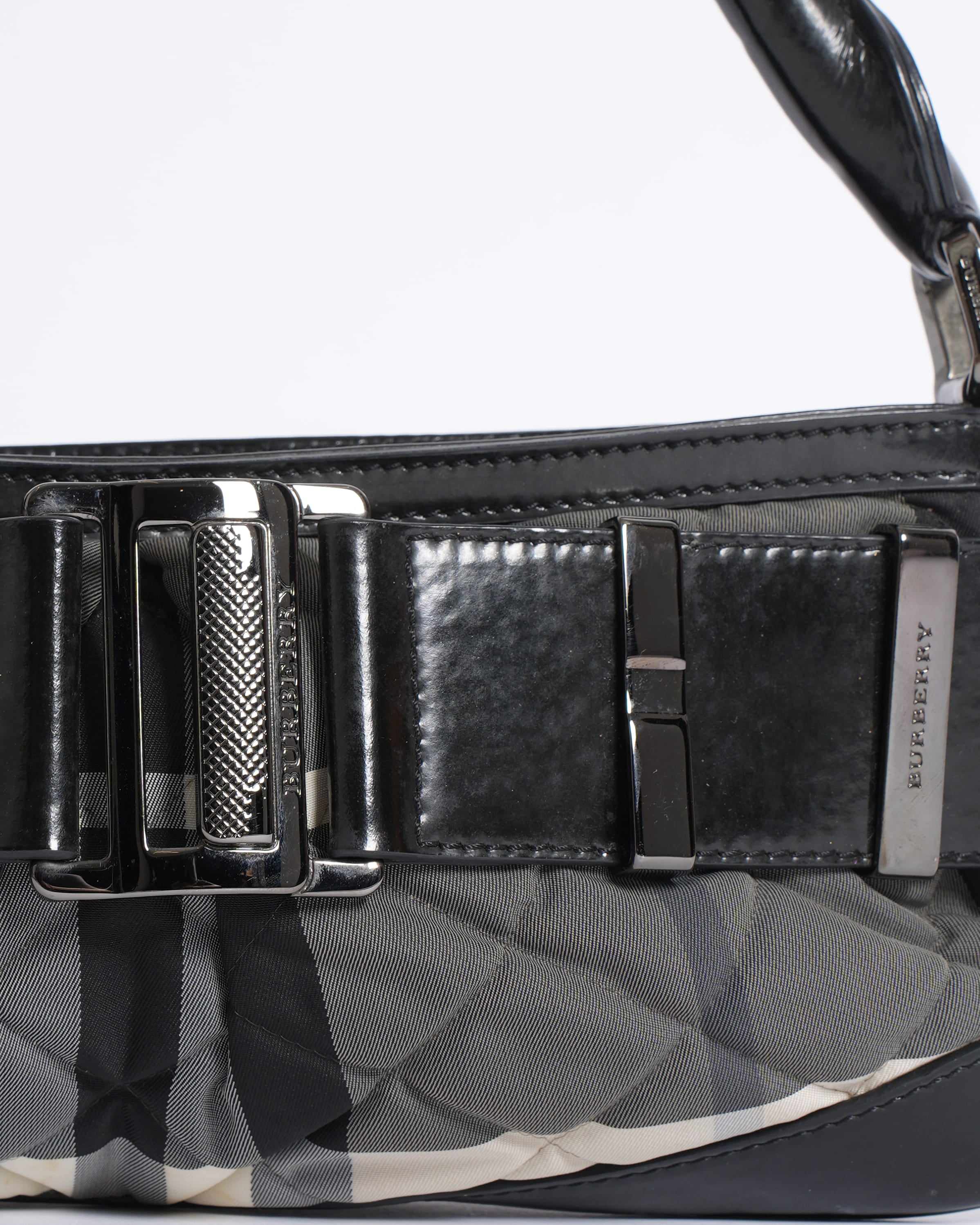 Burberry Small Shoulder Bag in Checkered Canvas & Leather