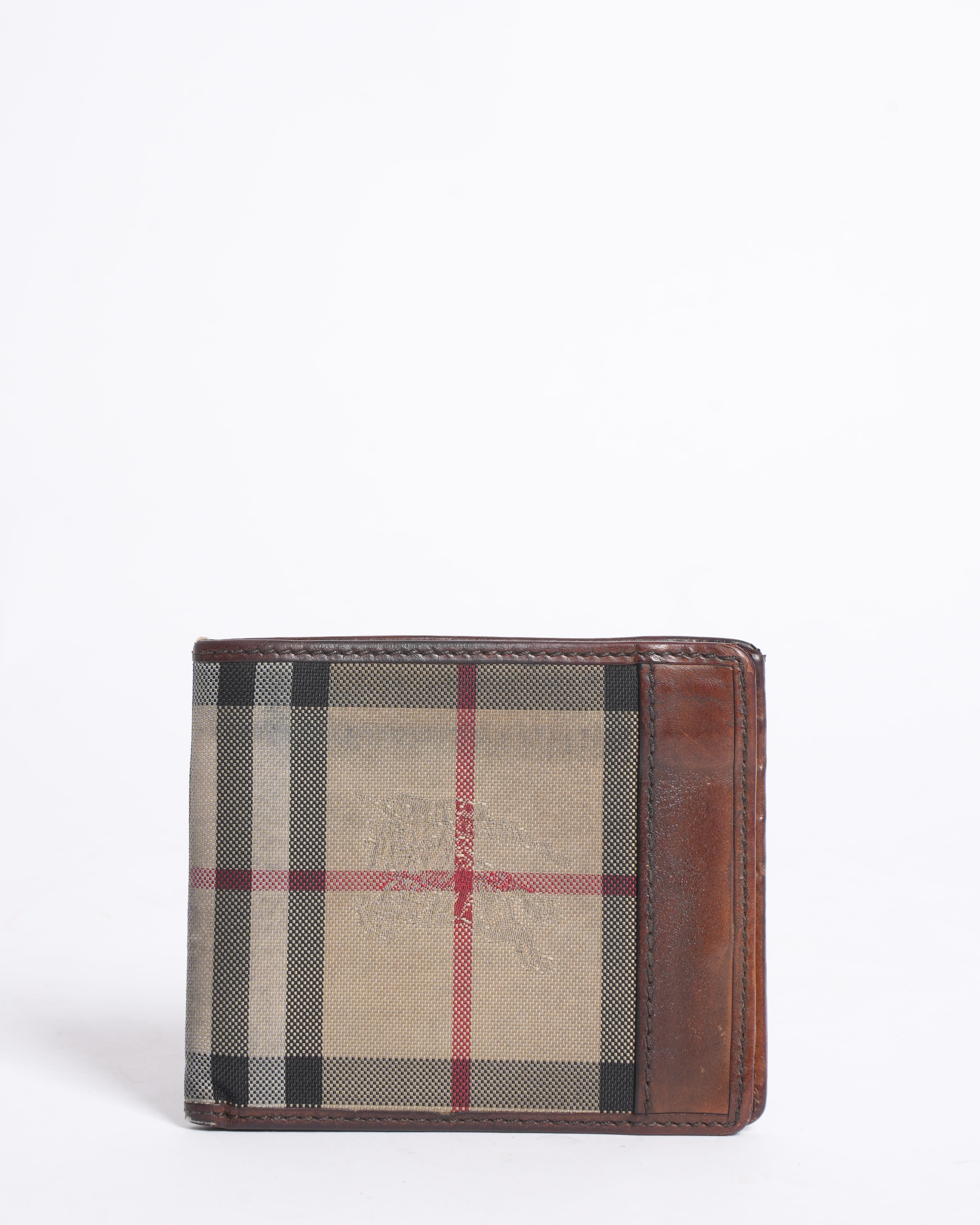 Burberry bifold checkered canvas wallet