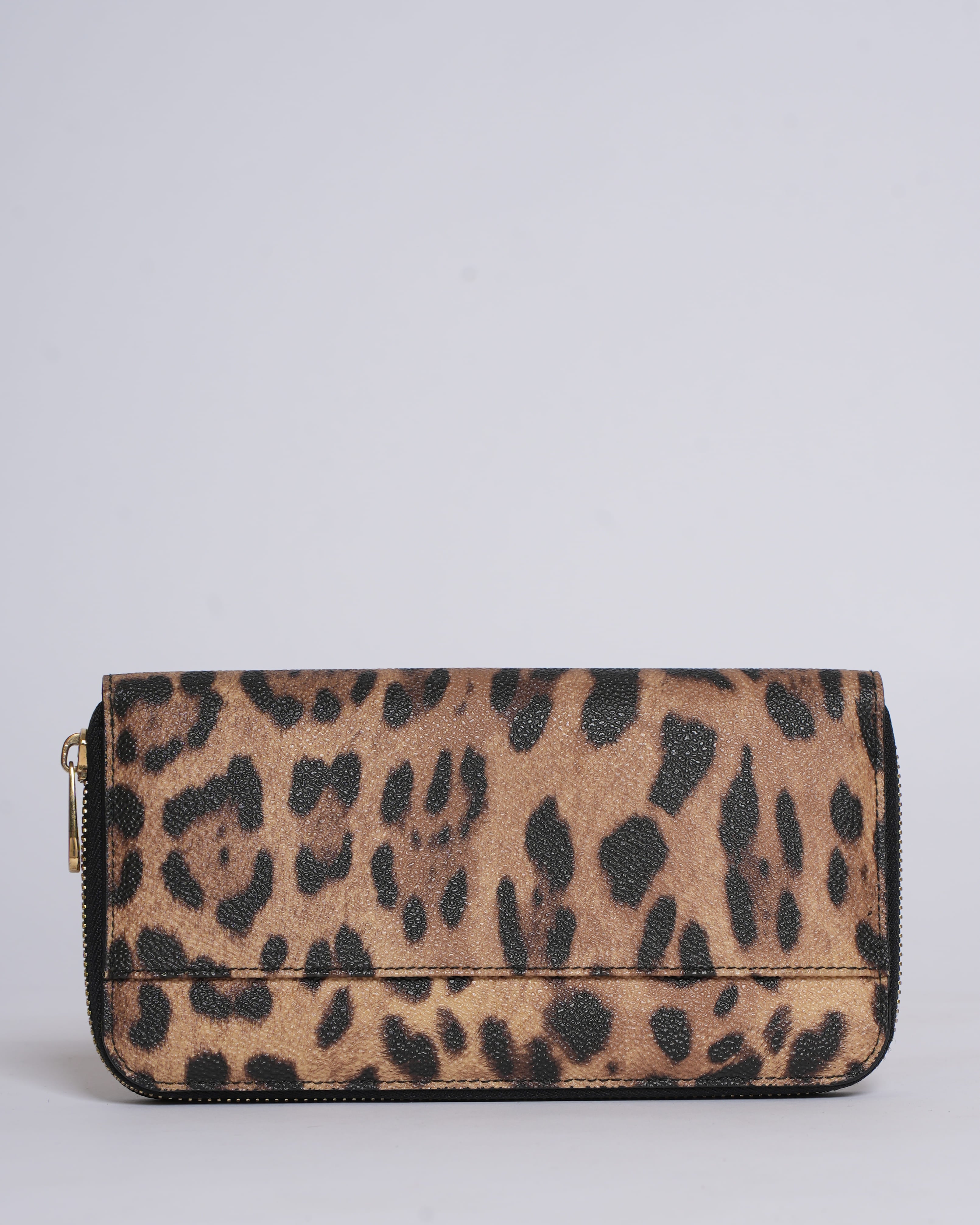 Dolce & Gabbana Leopard Print Coated Canvas Zip-Around Wallet