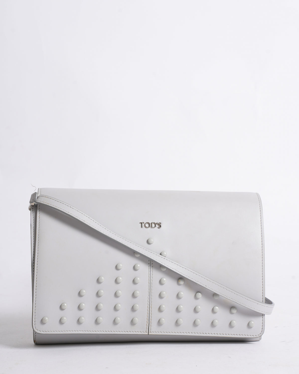 Tod’s Grey Studded Leather Crossbody Bag