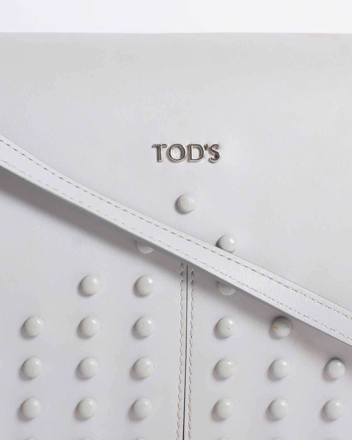 Tod’s Grey Studded Leather Crossbody Bag