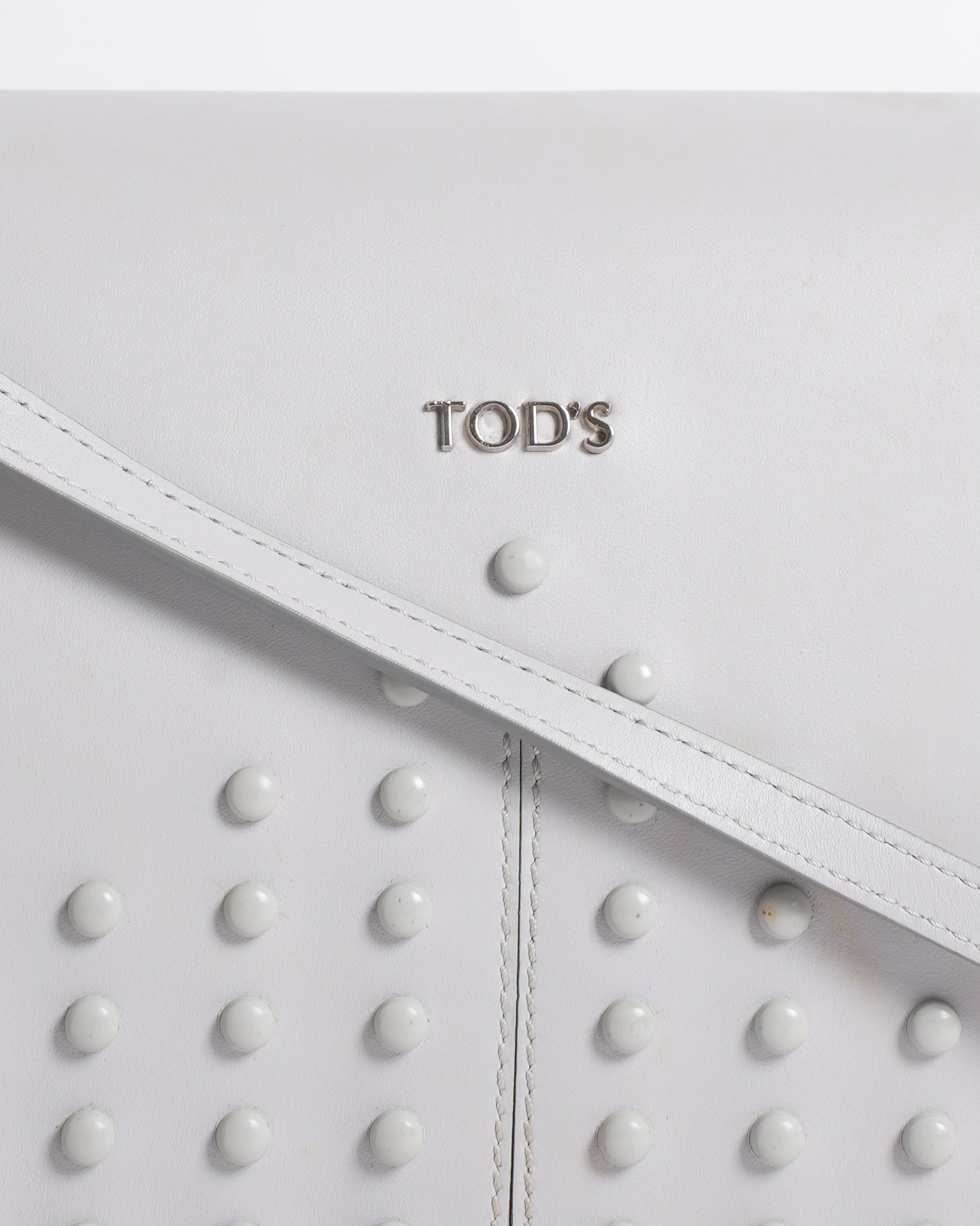 Tod’s Grey Studded Leather Crossbody Bag